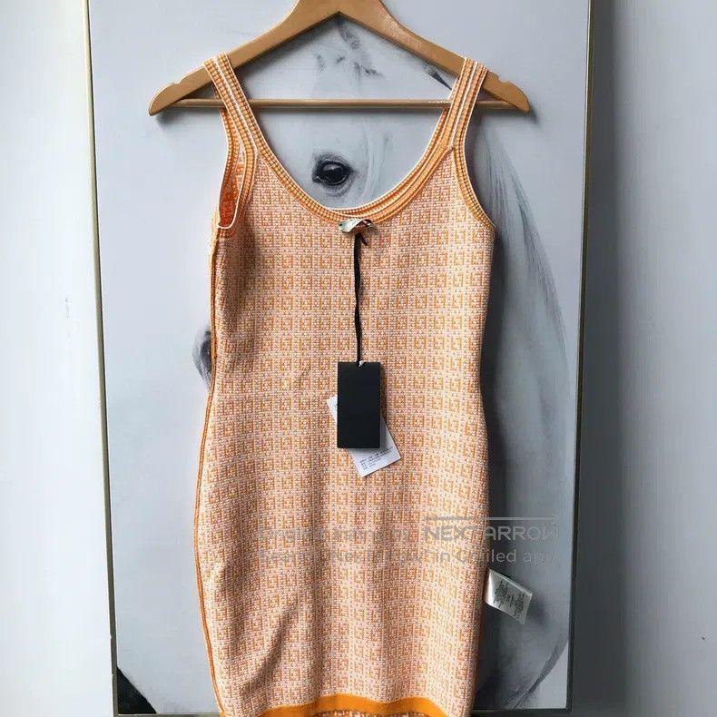 Fendi Fendi Double F Logo Strapless Dress, Orange Knit Fabric Size XS / US 0-2 / IT 36-38 - 3 Thumbnail