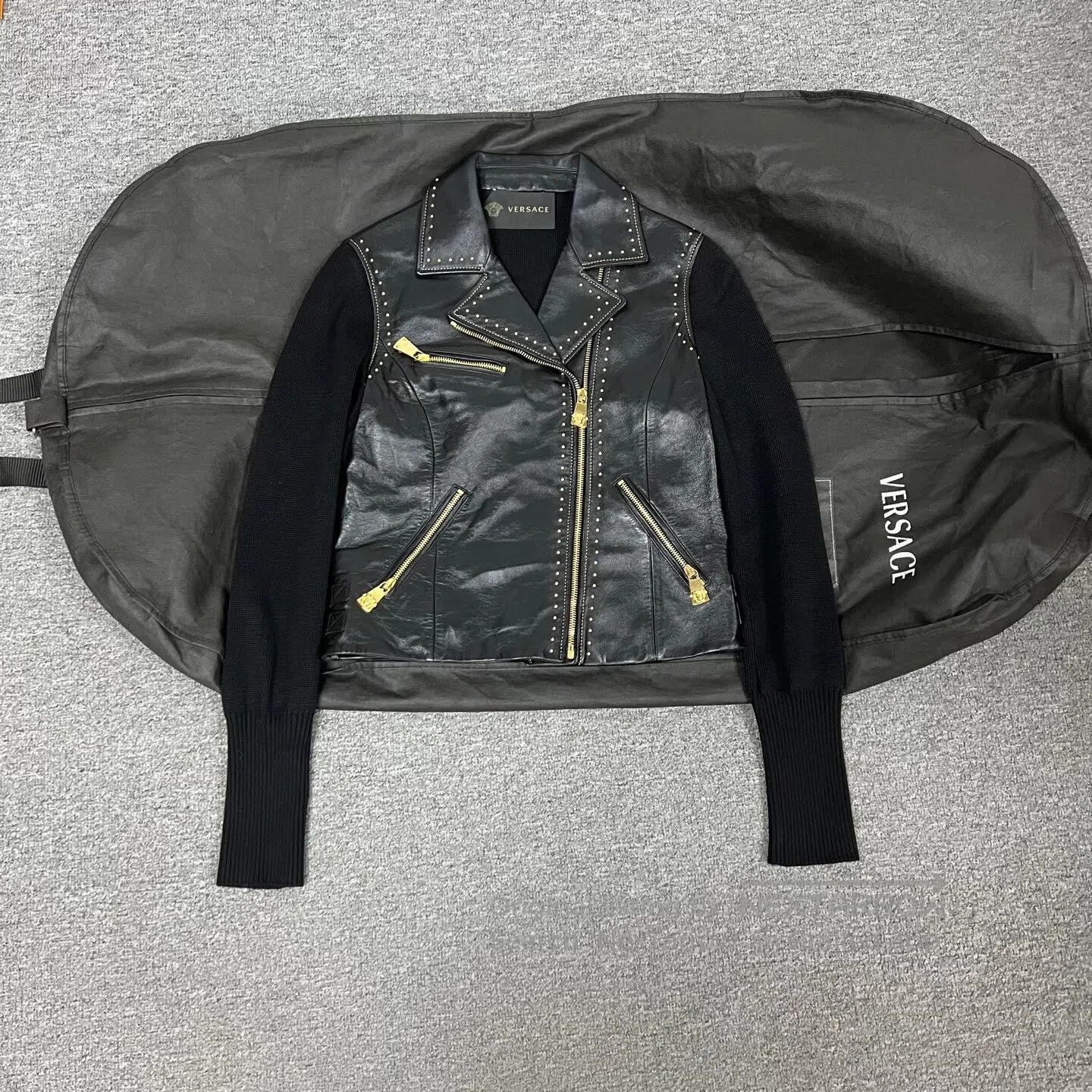 Versace Versace Knitted, stitched black and gold motorcycle leathe Size US XS / EU 42 / 0 - 1 Thumbnail