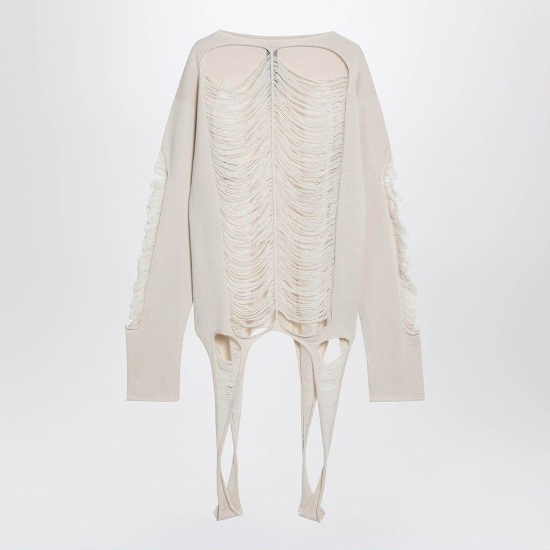 Rick Owens Rick Owens Torn Ivory Sweater In Wool Size US M / EU 48-50 / 2 - 1 Thumbnail