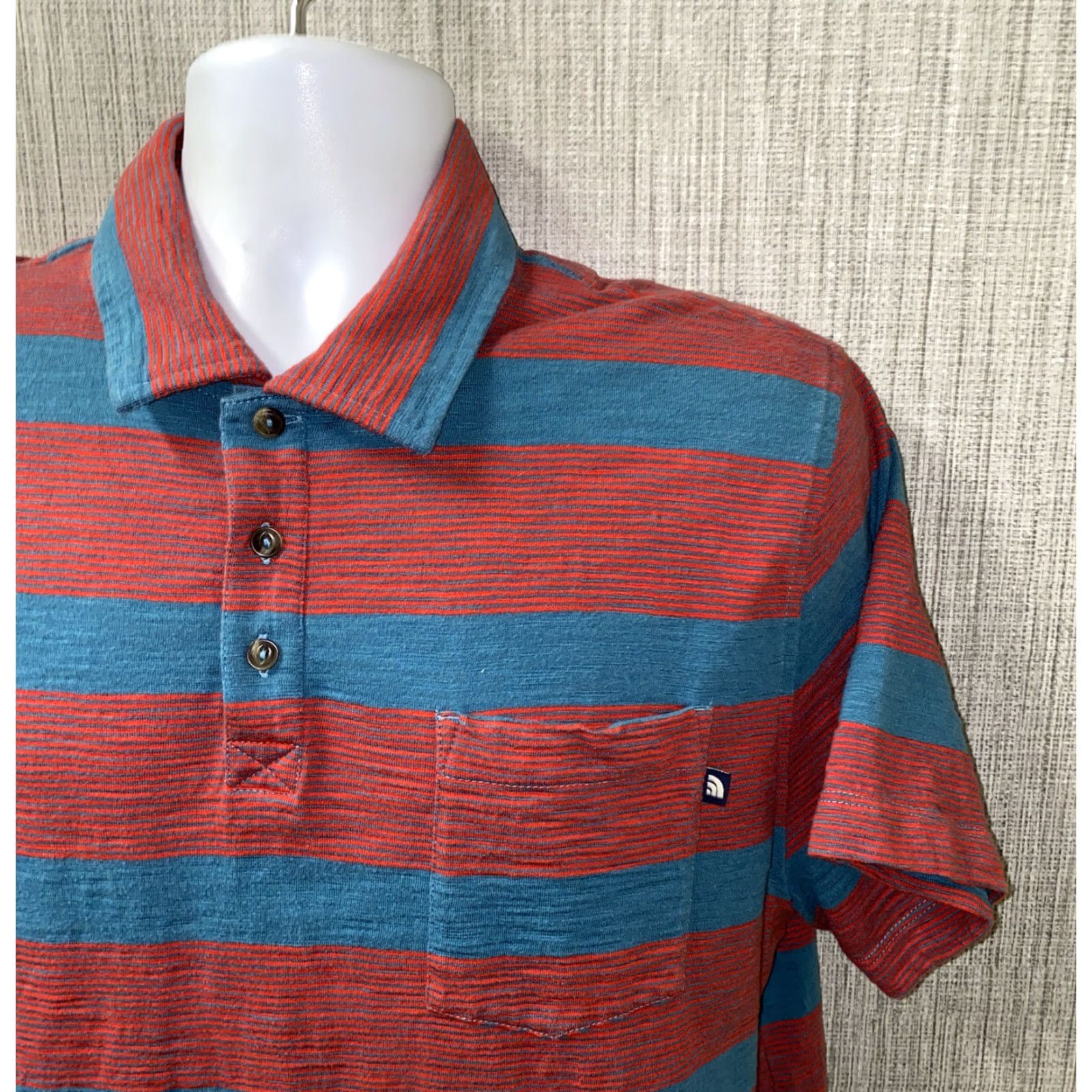 The North Face The North Face Polo Shirt Golf Short Sleeve Mens Size L Red/Blue Striped Polo Shirt - Men’s Regular Fit Size US L / EU 52-54 / 3 - 2 Thumbnail