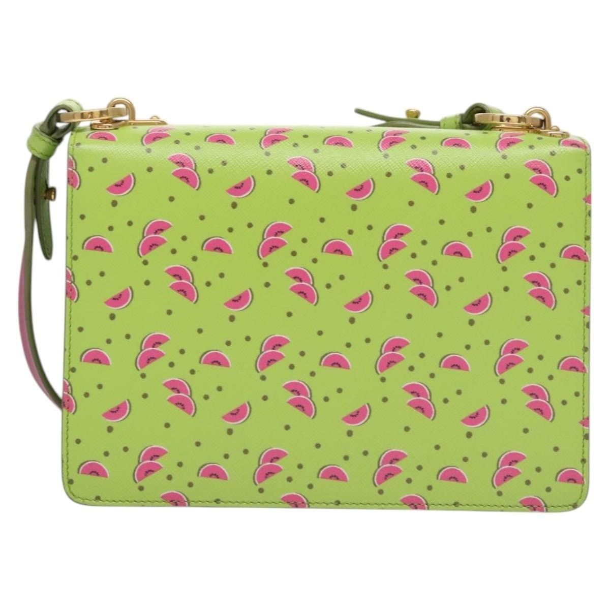 Prada Prada Leather Watermelon Shoulder Bag Saffiano Green Size ONE SIZE - 11 Thumbnail