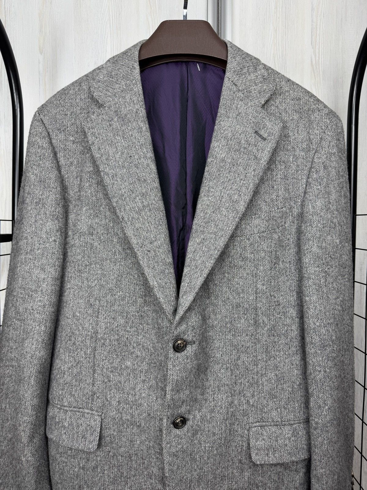 Pal Zileri Pal Zileri Concept grey wool cashmere herringbone blazer Size 46R - 3 Thumbnail