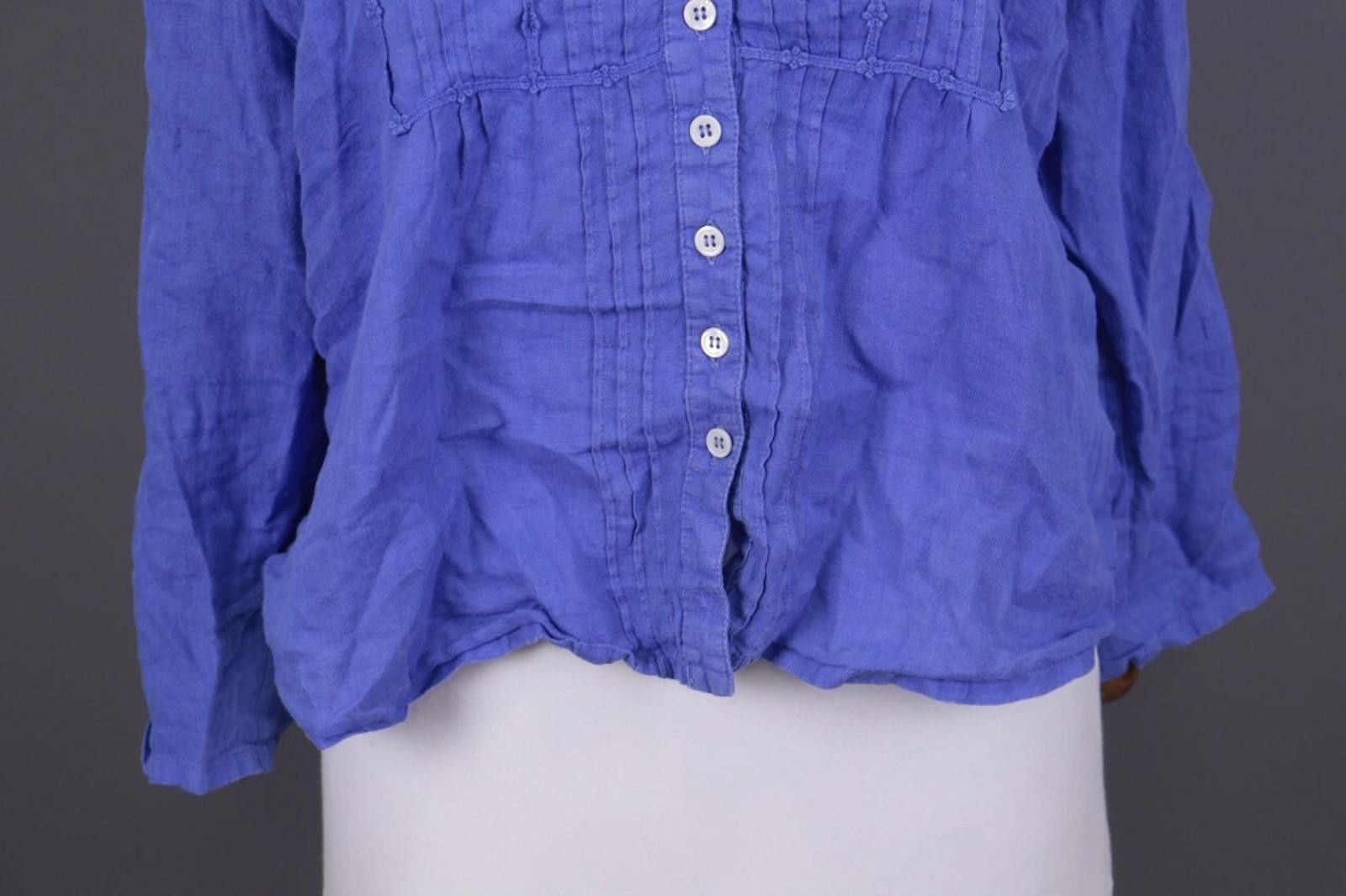 Designer John Lewis 100% Lino Blue Linen Tunic Top Shirt Size 16 Size XXL / US 16-18 / IT 52-54 - 2 Thumbnail