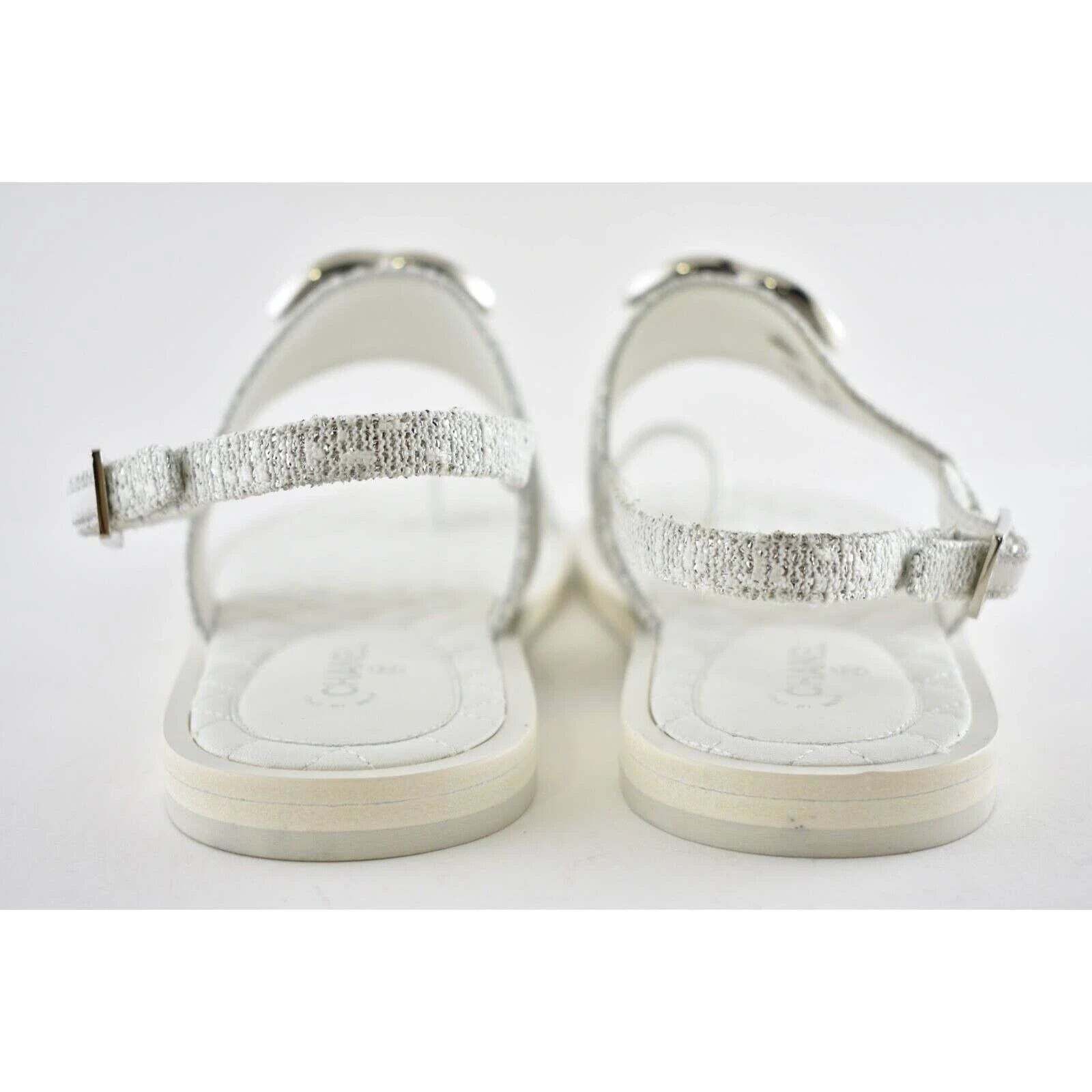 Chanel Chanel 19C White Silver Fantasy Fabric CC Logo Ankle Size US 10.5 / IT 40.5 - 11 Thumbnail