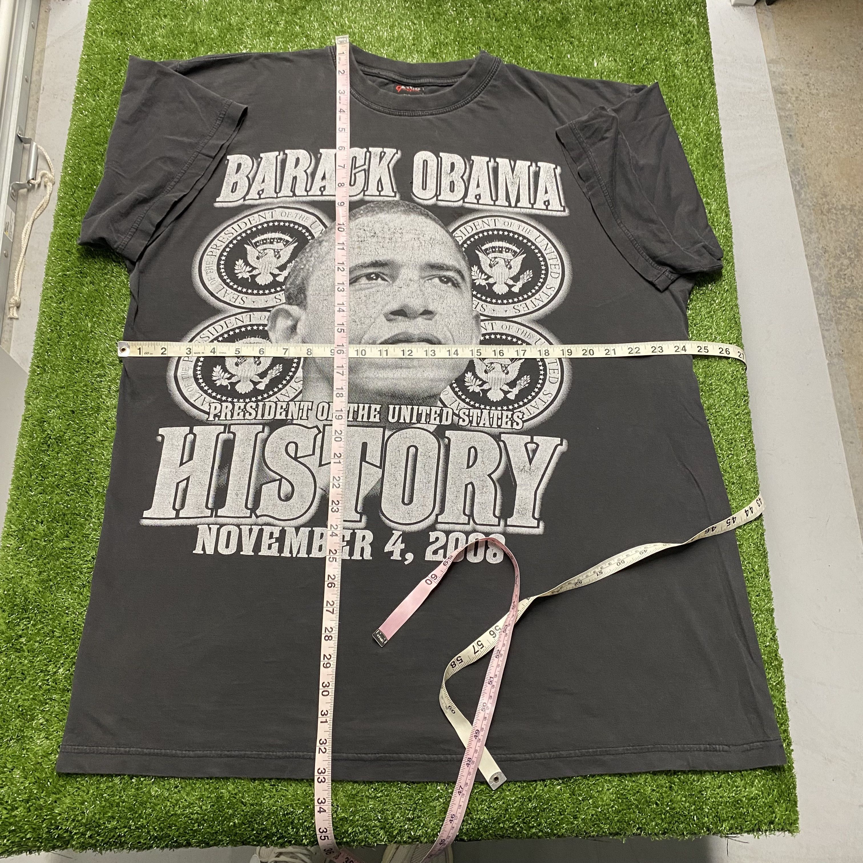Vintage 2008 PRESIDENT BARACK OBAMA HISTORY TEE Size US XXL / EU 58 / 5 - 11 Thumbnail
