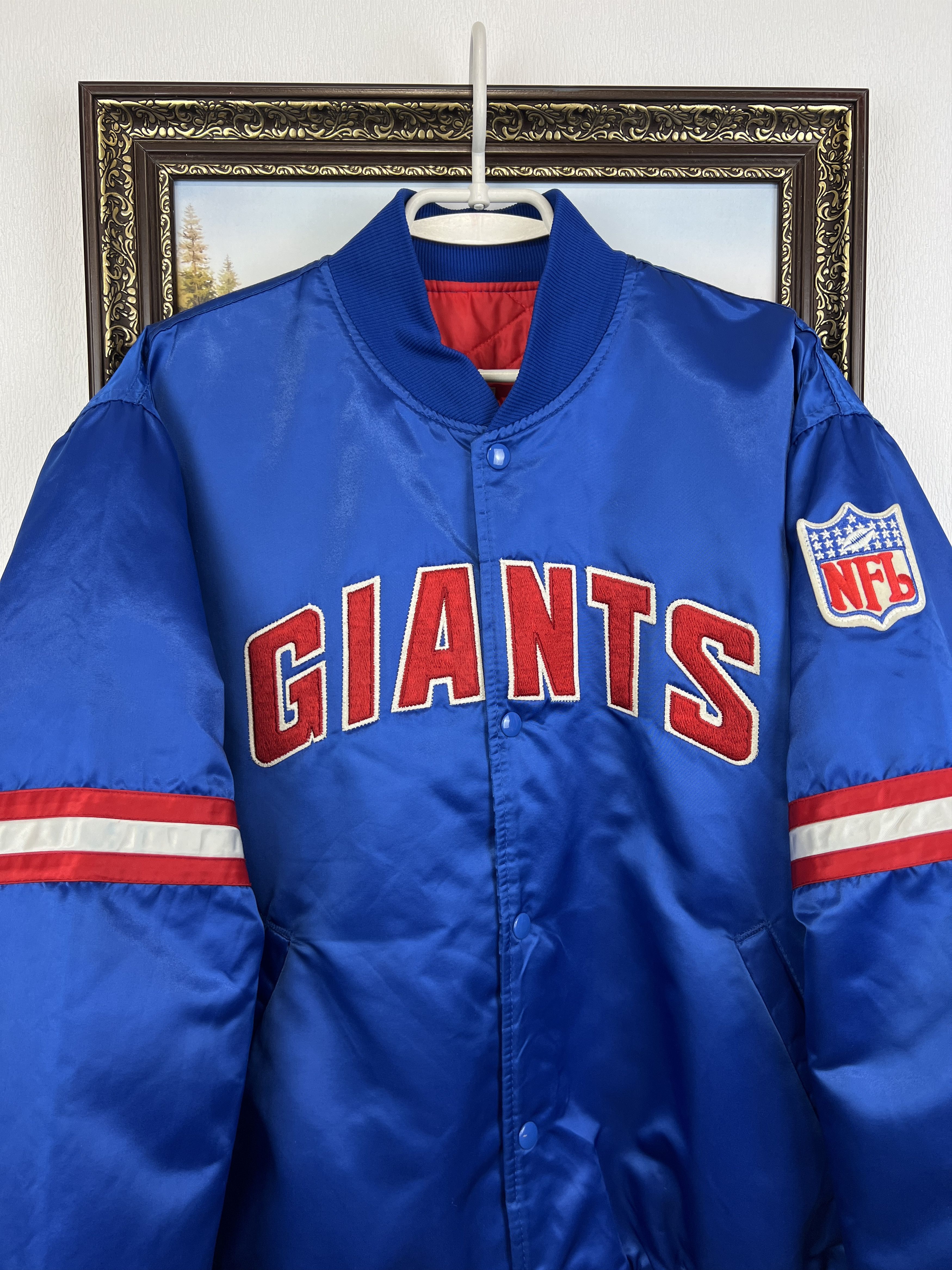 Starter Vintage 90's Starter New York Giants NFL Satin Bomber Jacket Size US XL / EU 56 / 4 - 2 Thumbnail