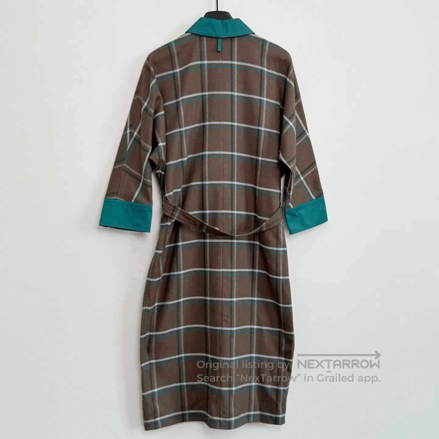 Hermes Hermes Brown and Green Plaid Shirt Dress| Size XXS / US 00 / IT 34 - 3 Thumbnail