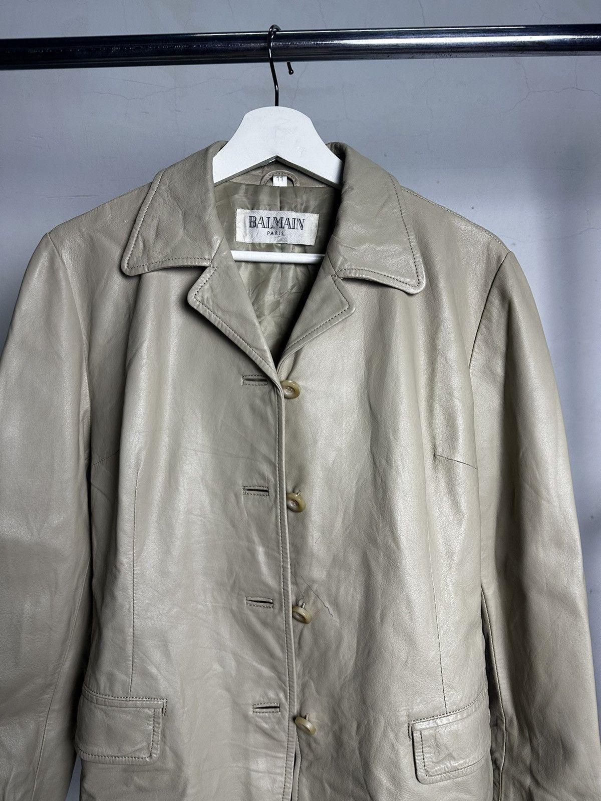 Balmain 80’s Balmain Leather Sheepskin Coat Jacket Size US M / EU 48-50 / 2 - 11 Thumbnail