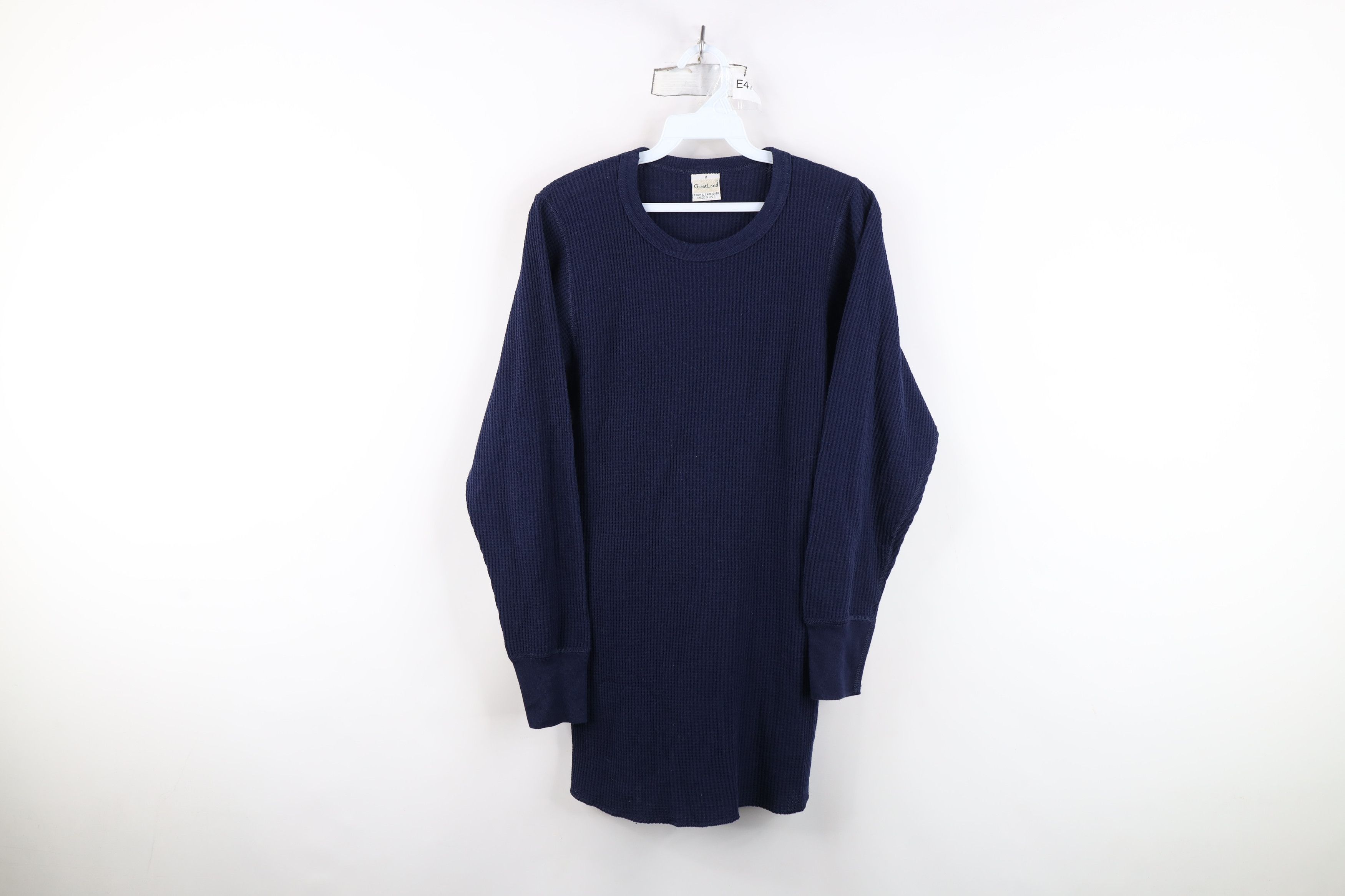 Vintage 90s Streetwear Thermal Waffle Knit T-Shirt Blue USA