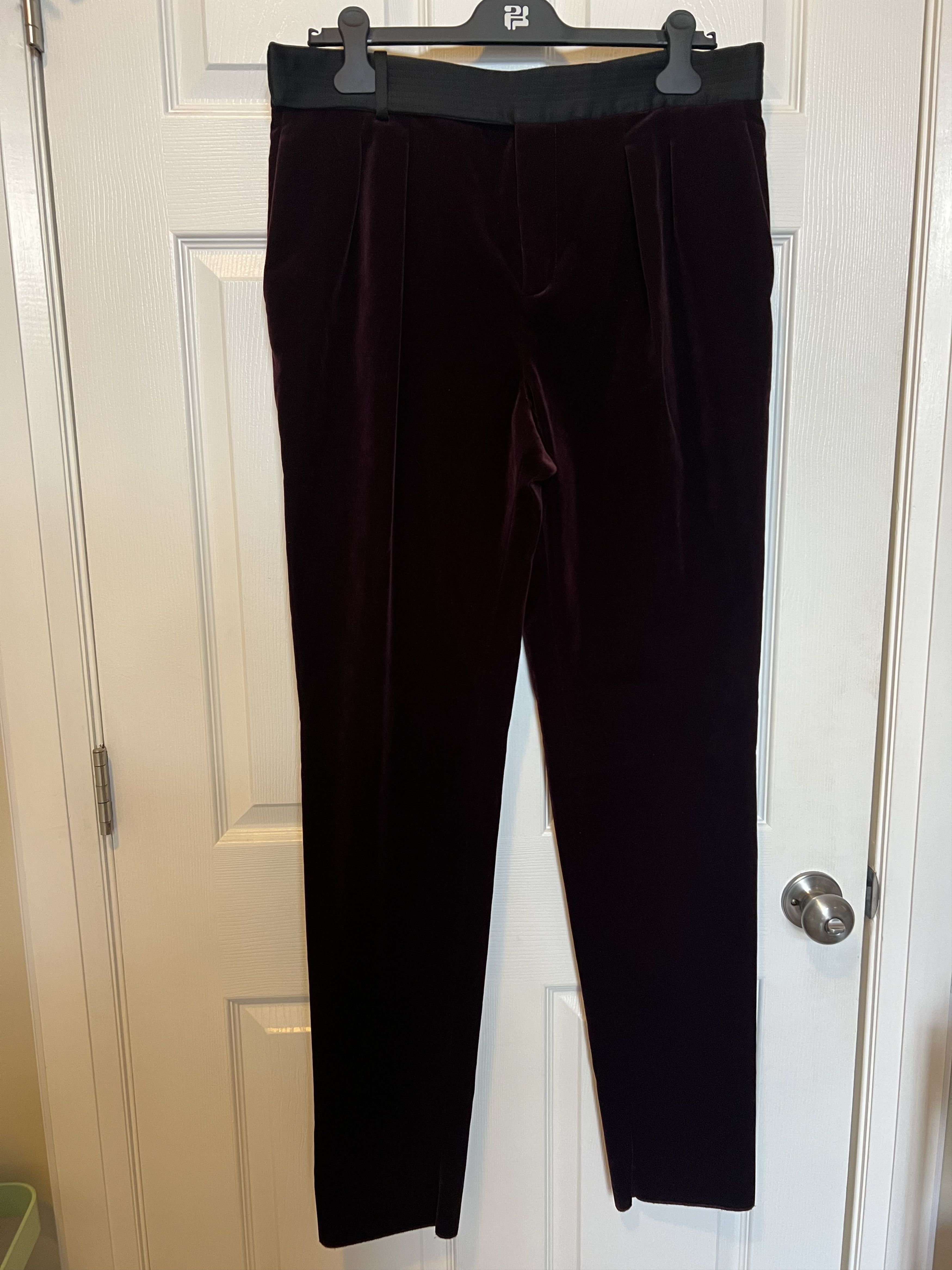 Saint Laurent Paris Saint Laurent FW22 Carrot-fit Velvet Trousers sz 50 Size US 34 / EU 50 - 1 Thumbnail