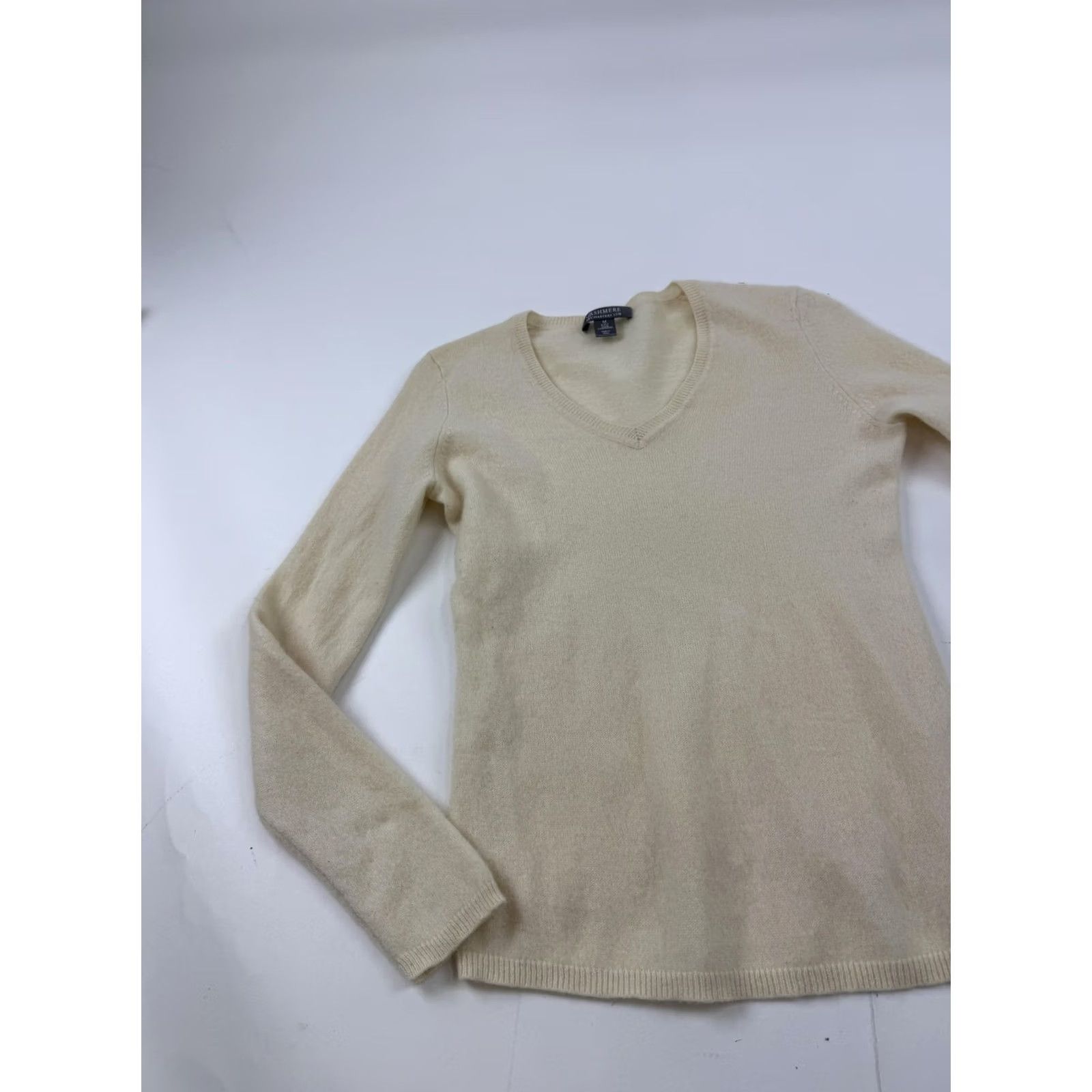 Charter Club Charter Club Sweater Womens Medium White 100% Cashmere V Neck Knit Pullover Size M / US 6-8 / IT 42-44 - 4 Thumbnail
