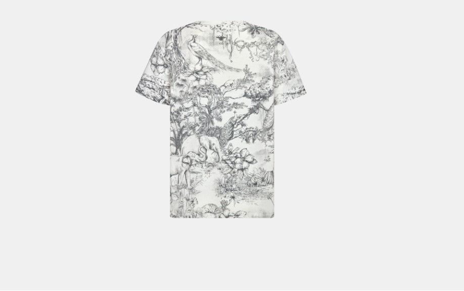 Dior o1w1db10824 Cotton Jersey T-Shirt in White Grey Size S / US 4 / IT 40 - 2 Thumbnail