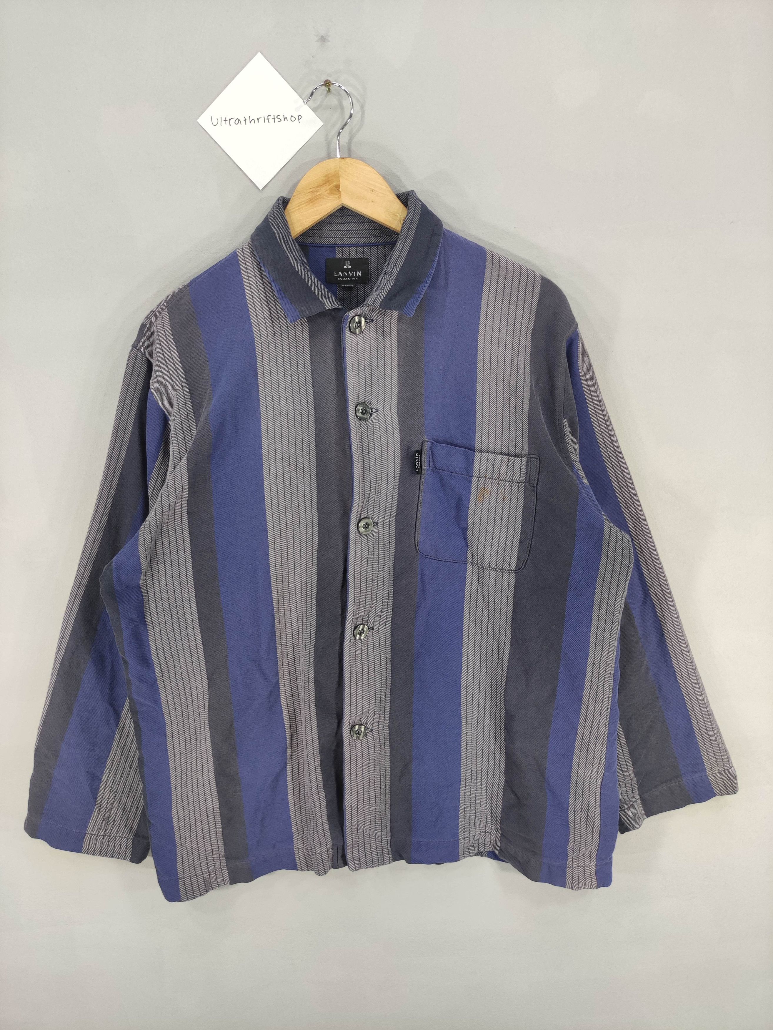 Lanvin Vintage Lanvin Striped Shirt Button Up Long Sleeve Size US L / EU 52-54 / 3 - 1 Thumbnail