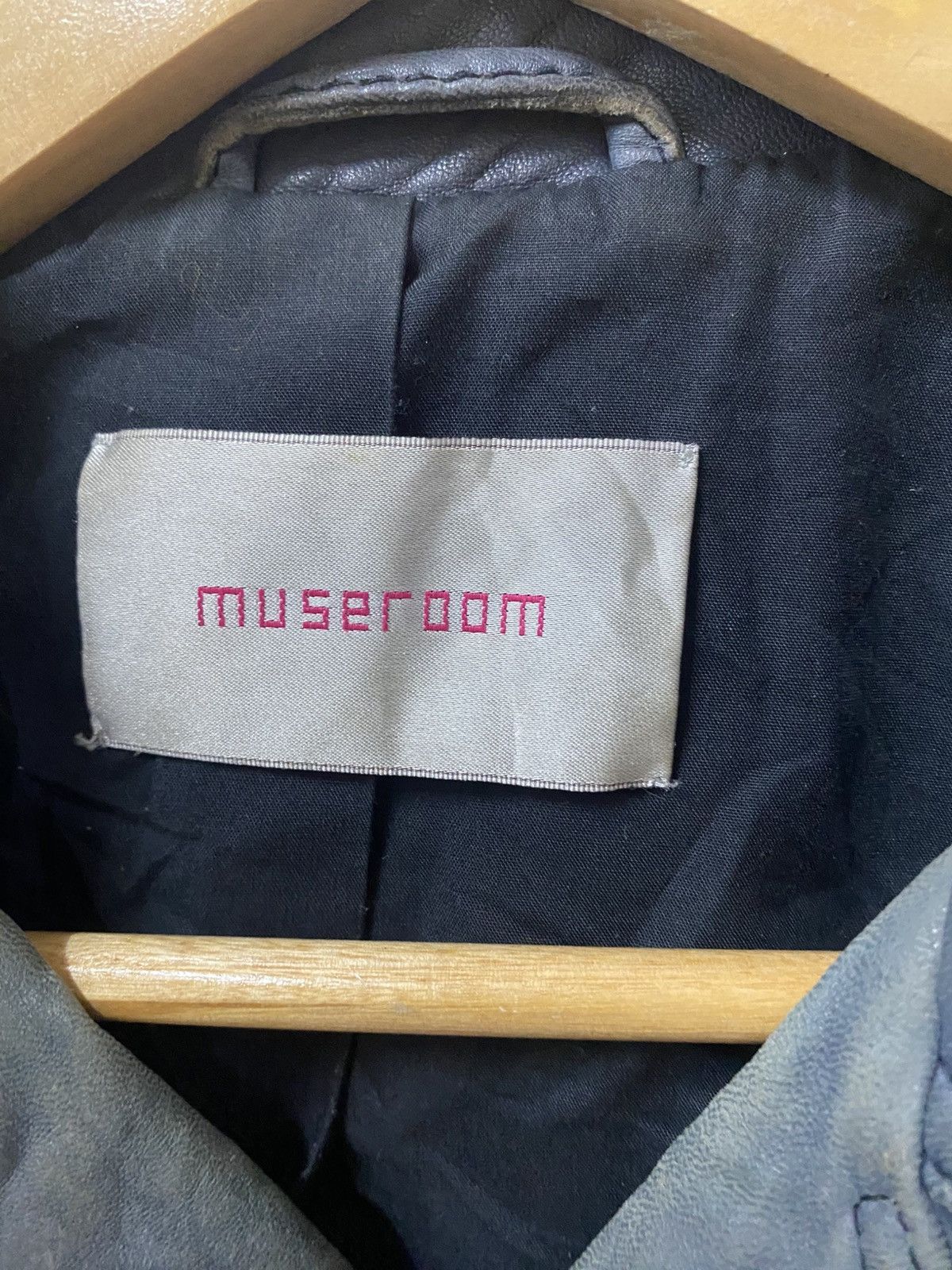 Vintage MuseRoom Blue Leather Biker Jacket Distressed Moto Style Size US S / EU 44-46 / 1 - 15 Thumbnail