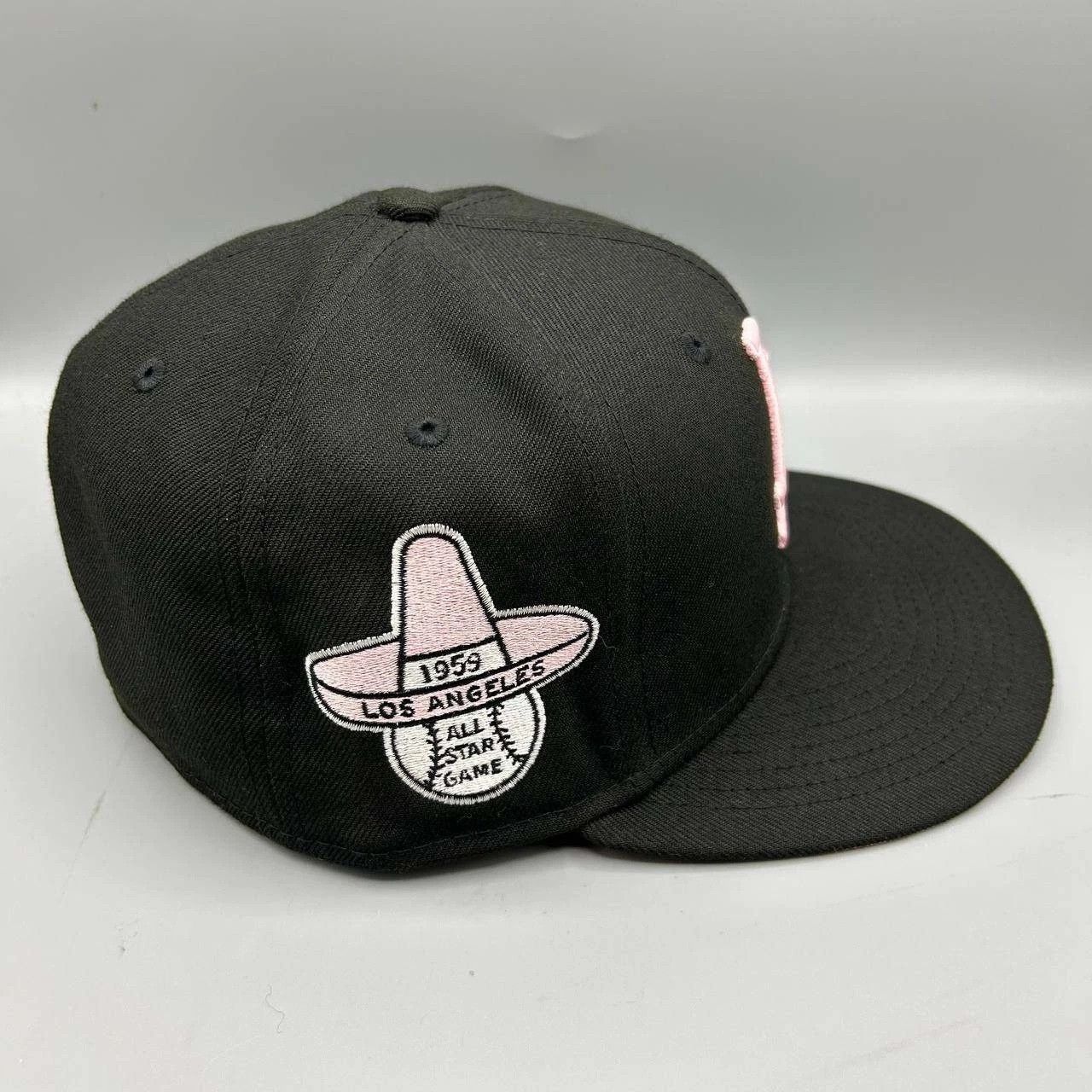 New Era Los Angeles LA Dodgers Hat Men 7 3/8 Black Pink MLB Fitted Size ONE SIZE - 7 Thumbnail
