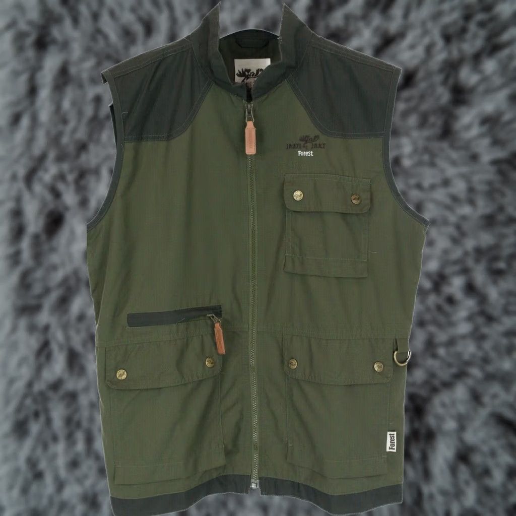 Vintage JAHTI JAKT Forest Waistcoat Men's XS Thin Hunting Zip Vest Green Size US XS / EU 42 / 0 - 1 Thumbnail