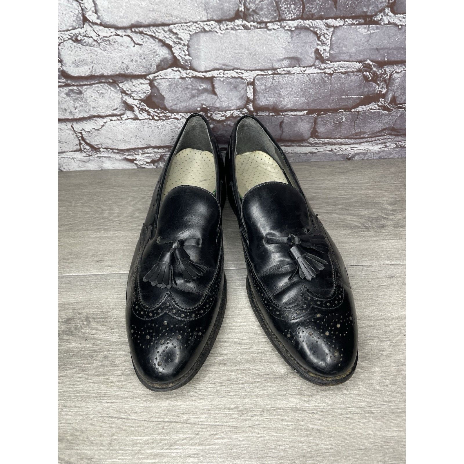 JOHN LAWRENCE SULLIVAN O'Sullivan Black Leather Wingtip VTG Loafers Dress Shoes Men Size US 12 / EU 45 - 12 Thumbnail