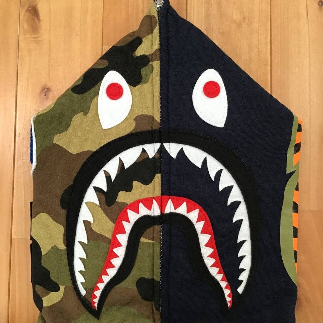 Bape 2024 BAPE 1st Shark full zip hoodie Navy x Woodland camo Size US M / EU 48-50 / 2 - 4 Thumbnail