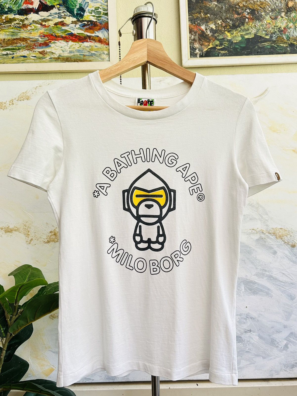 image of Bape Baby Milo Borg Baby Tee in White, Women's (Size XS)