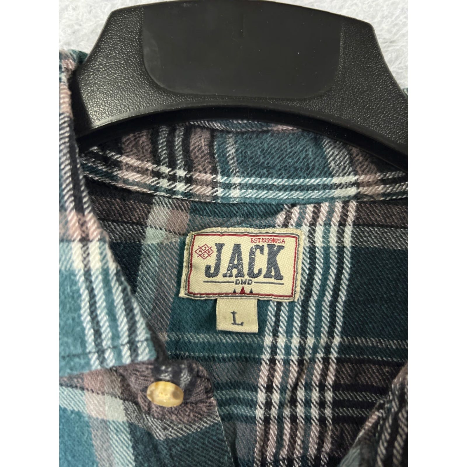 Haband VINTAGE Diamond Jack Shirt Mens Large Green Black Plaid Flannel Long Sleeve Pearl Snap Size US L / EU 52-54 / 3 - 3 Thumbnail