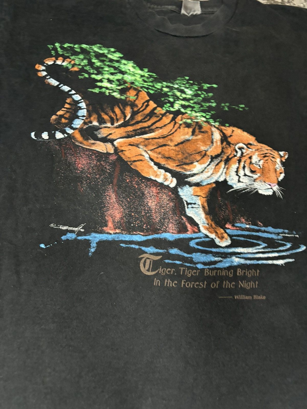 Vintage Vintage 90s Harlequin William Blake Tiger Burning Bright Size US M / EU 48-50 / 2 - 2 Thumbnail