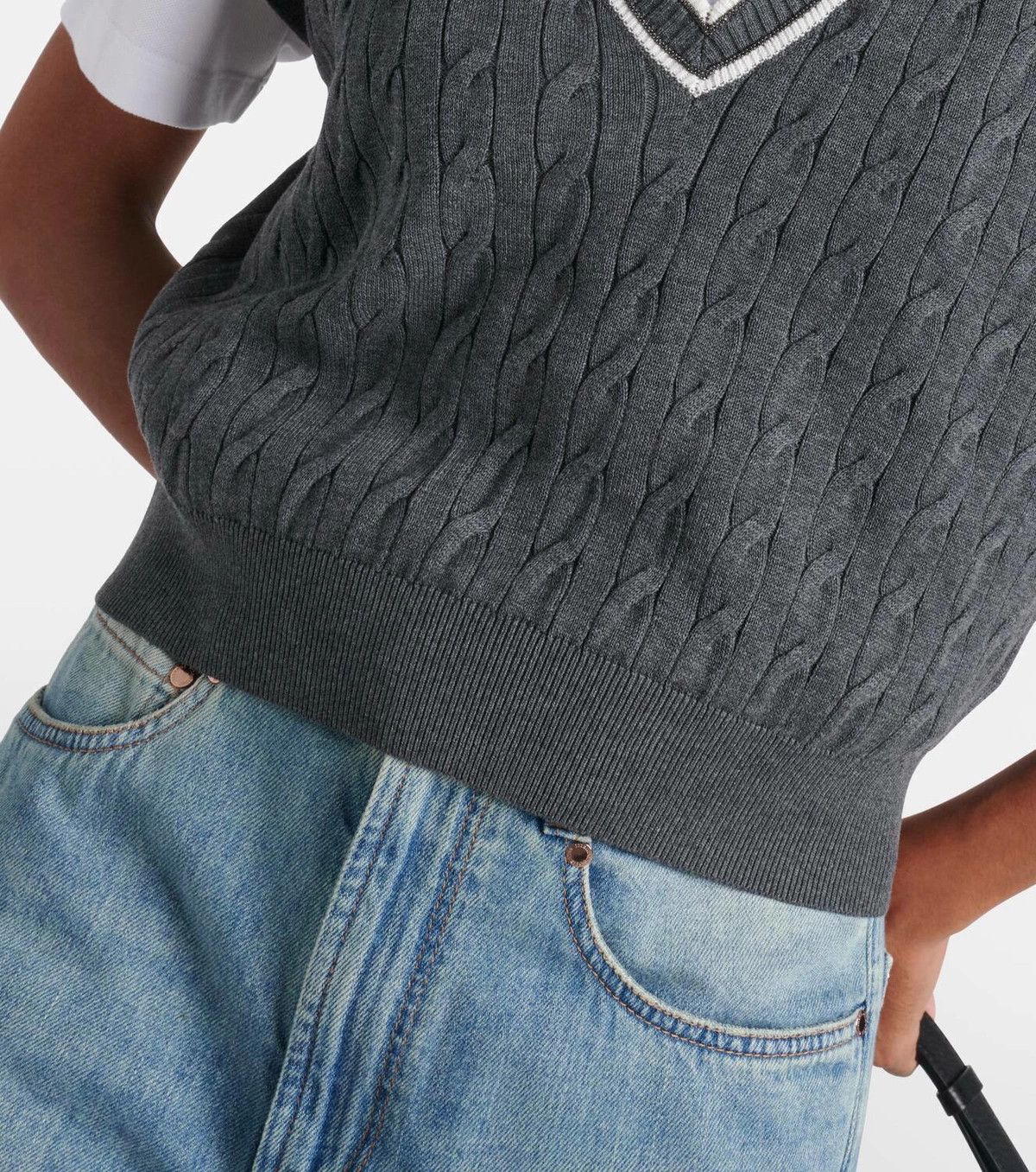 Brunello Cucinelli o1w1db10825 Knitted Vest in Silver Size L / US 10 / IT 46 - 4 Thumbnail
