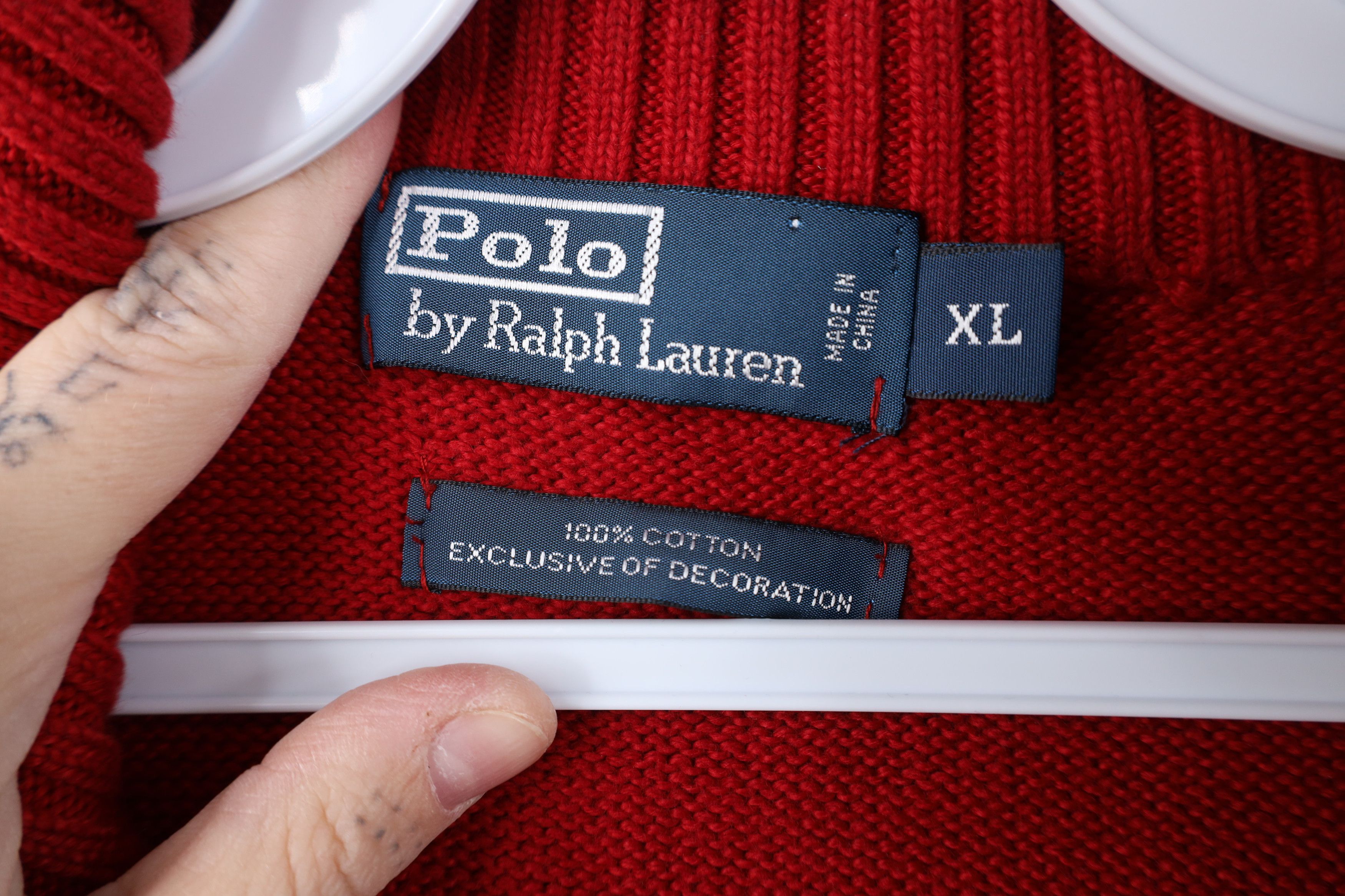 Ralph Lauren Vintage 90s Ralph Lauren Ribbed Knit Half Zip Sweater Red Size US XL / EU 56 / 4 - 6 Thumbnail
