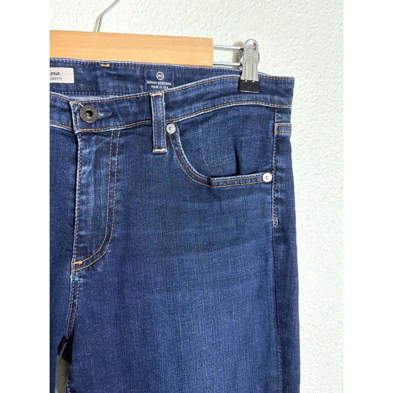 Vintage AG Adriano Goldschmied The Prima Mid Rise Cigarette Jeans Womens 30R Dark Wash Size 30" / US 8 / IT 44 - 6 Thumbnail