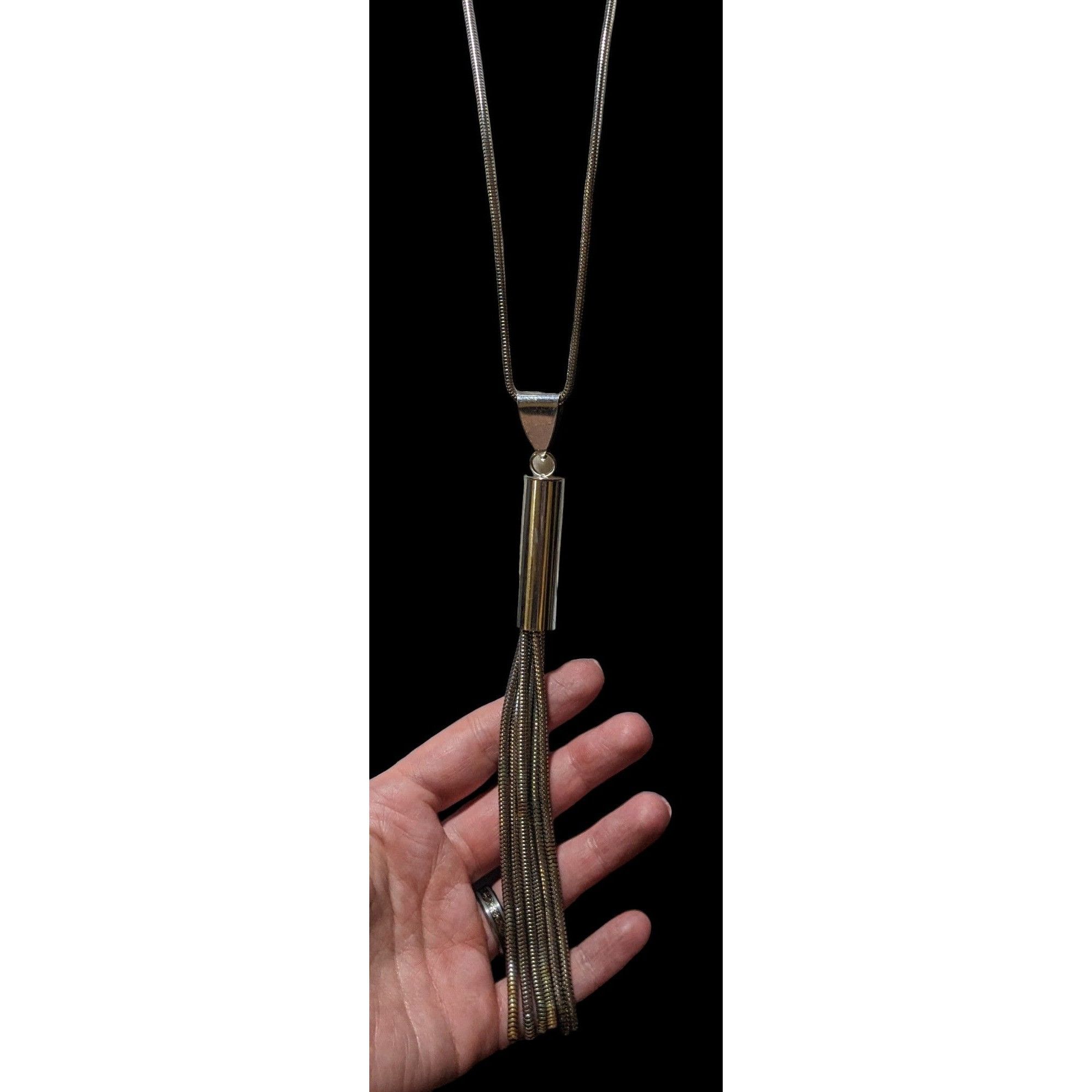 Other Large Modern Silver Chain Tassel Necklace Size ONE SIZE - 3 Thumbnail