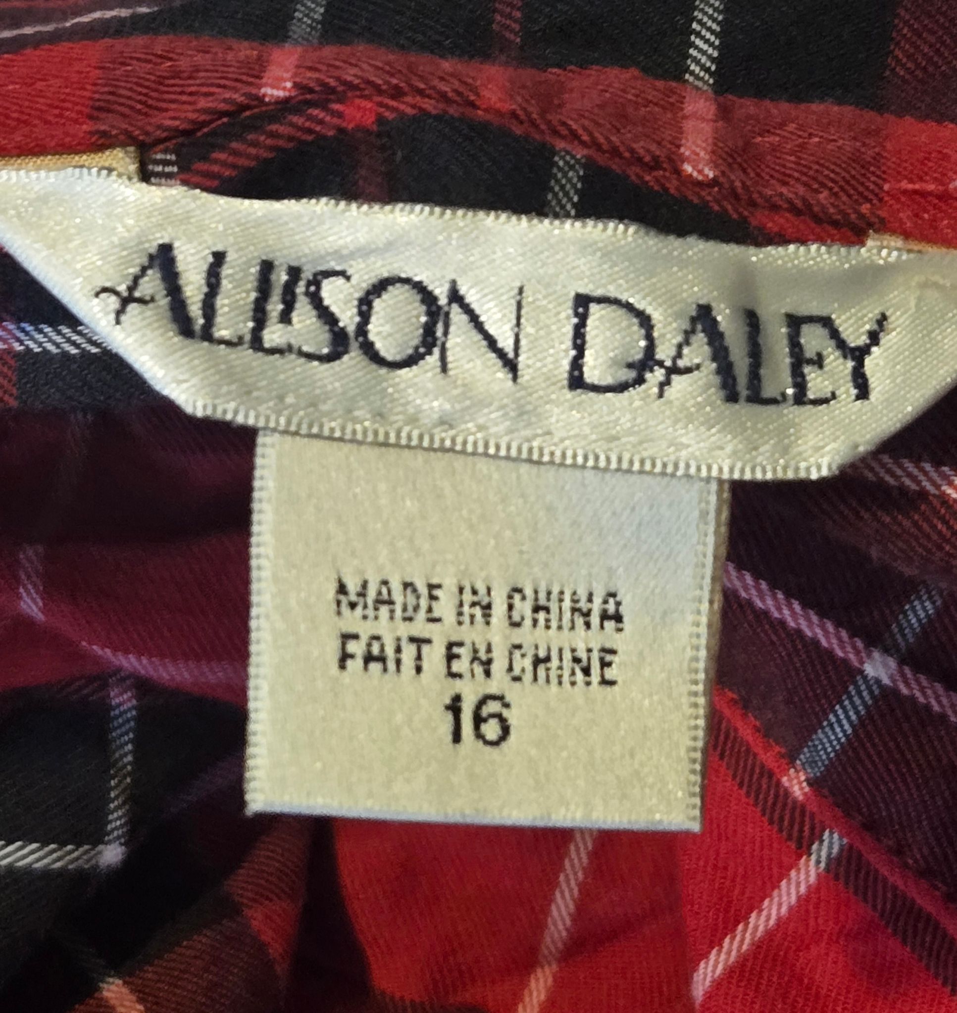 Other Allison Daley Shirt Womens 16 Red Black Plaid Long Sleeve Size XL / US 12-14 / IT 48-50 - 2 Thumbnail