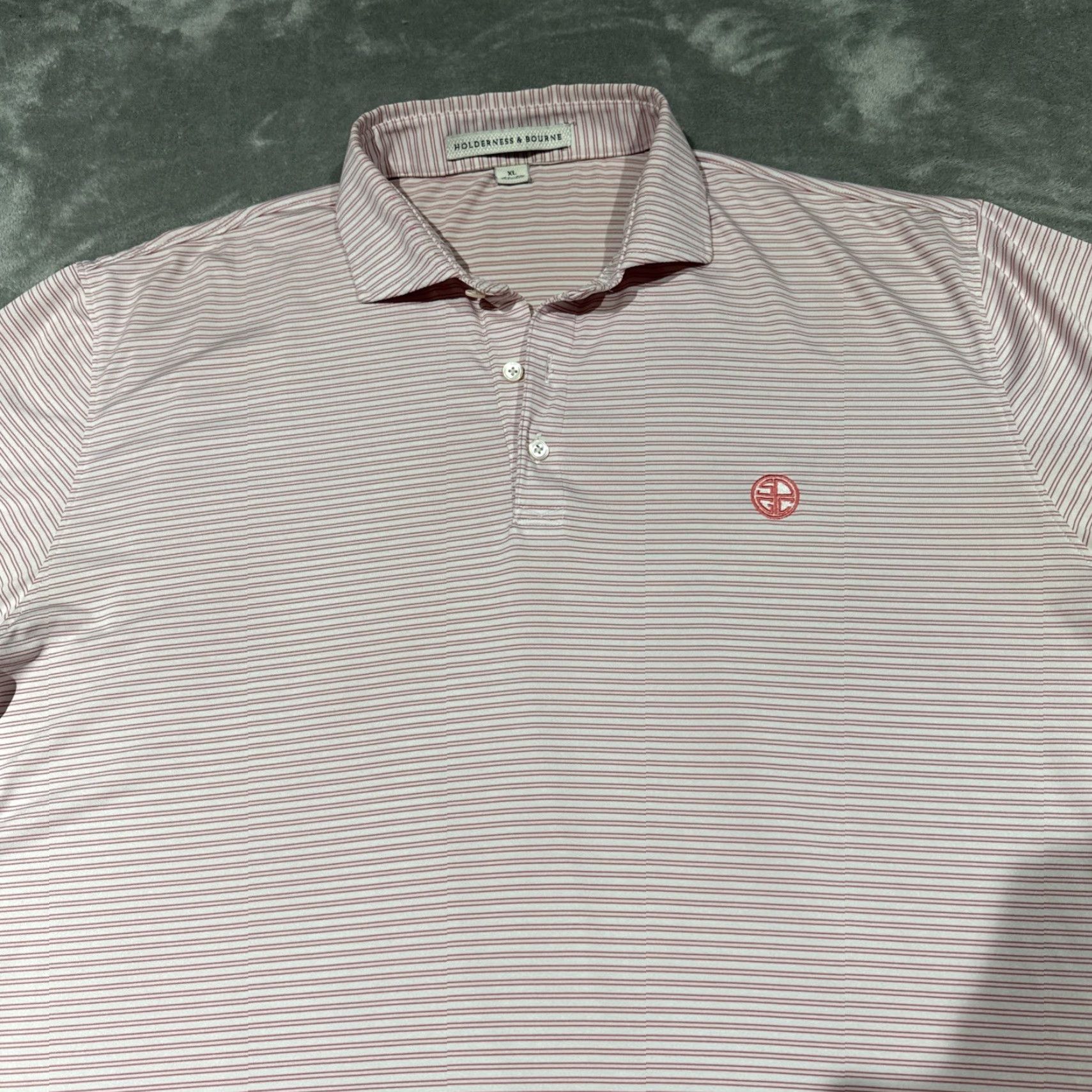 Vintage Holderness & Bourne Polo Shirt Men XL Pink White Golf Logo Athleisure Shirt Polo Short Sleeve Tailored Regular Mens Size US XL / EU 56 / 4 - 2 Thumbnail