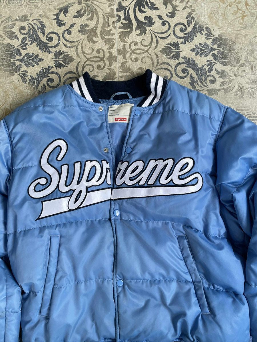 Supreme Jacket Supreme Script Varsity Puffy Blue Rare S 2016 Size US M / EU 48-50 / 2 - 4 Thumbnail