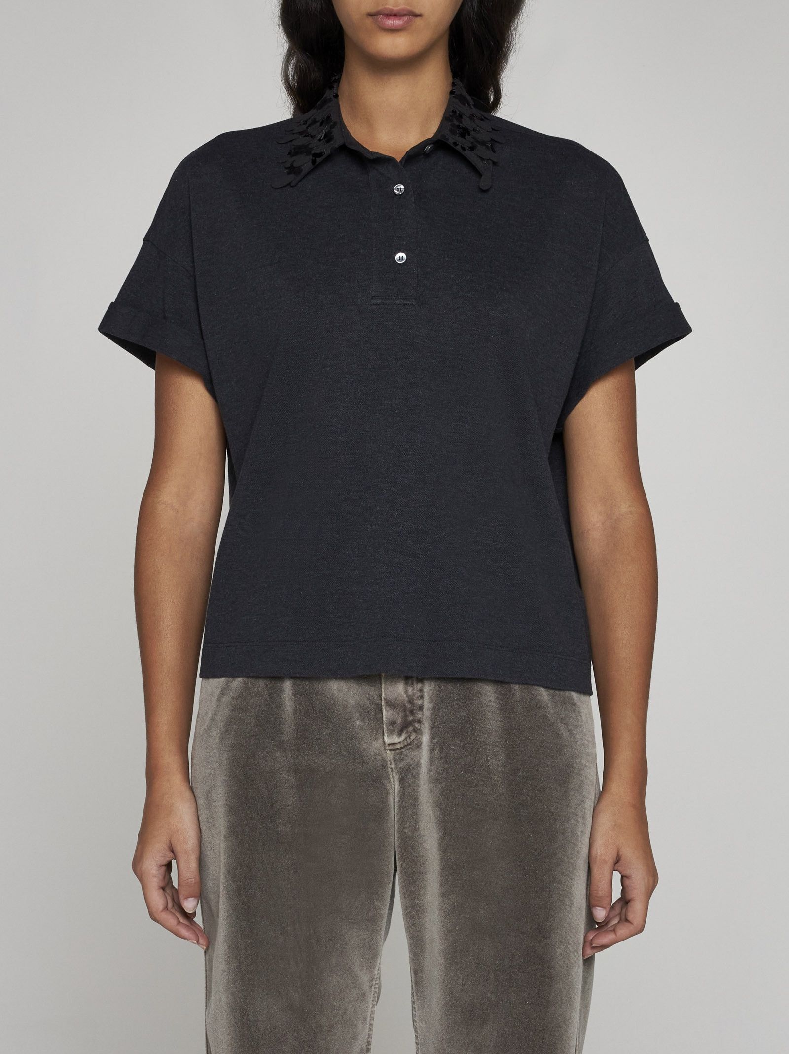 Brunello Cucinelli o1y0825 Polo Shirt in Black Size XL / US 12-14 / IT 48-50 - 3 Thumbnail