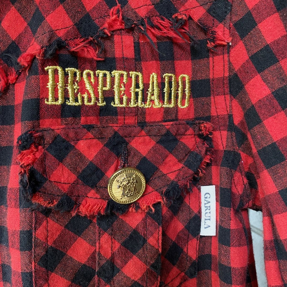Designer × Japanese Brand GARULA Y2K Punk Red Black Check Frayed Shirt Size M / US 6-8 / IT 42-44 - 20 Thumbnail