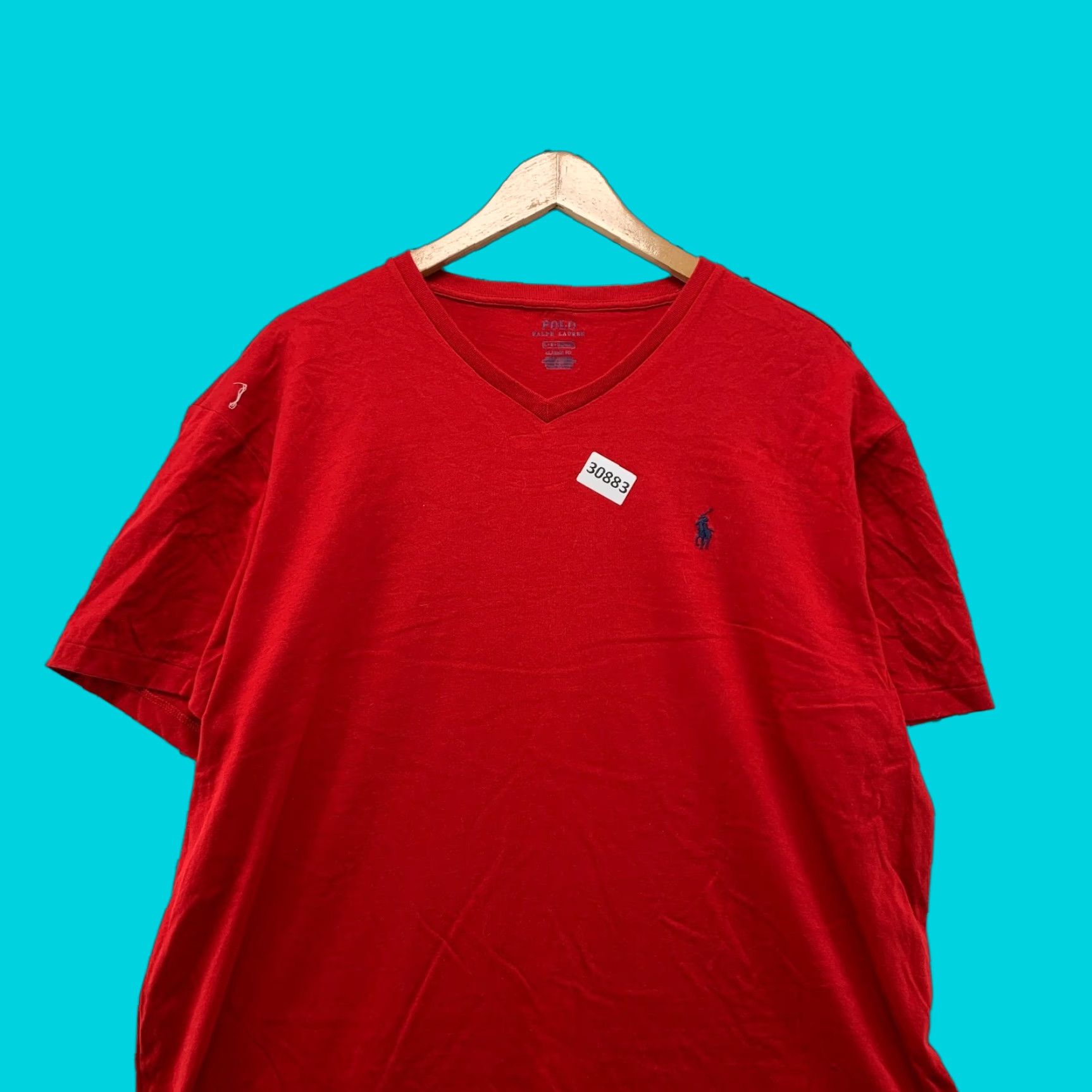 Polo Ralph Lauren Polo Ralph Lauren Shirt Mens Large Red Blue Pony V Neck Classic Fit 24X28.5 Size US L / EU 52-54 / 3 - 1 Thumbnail
