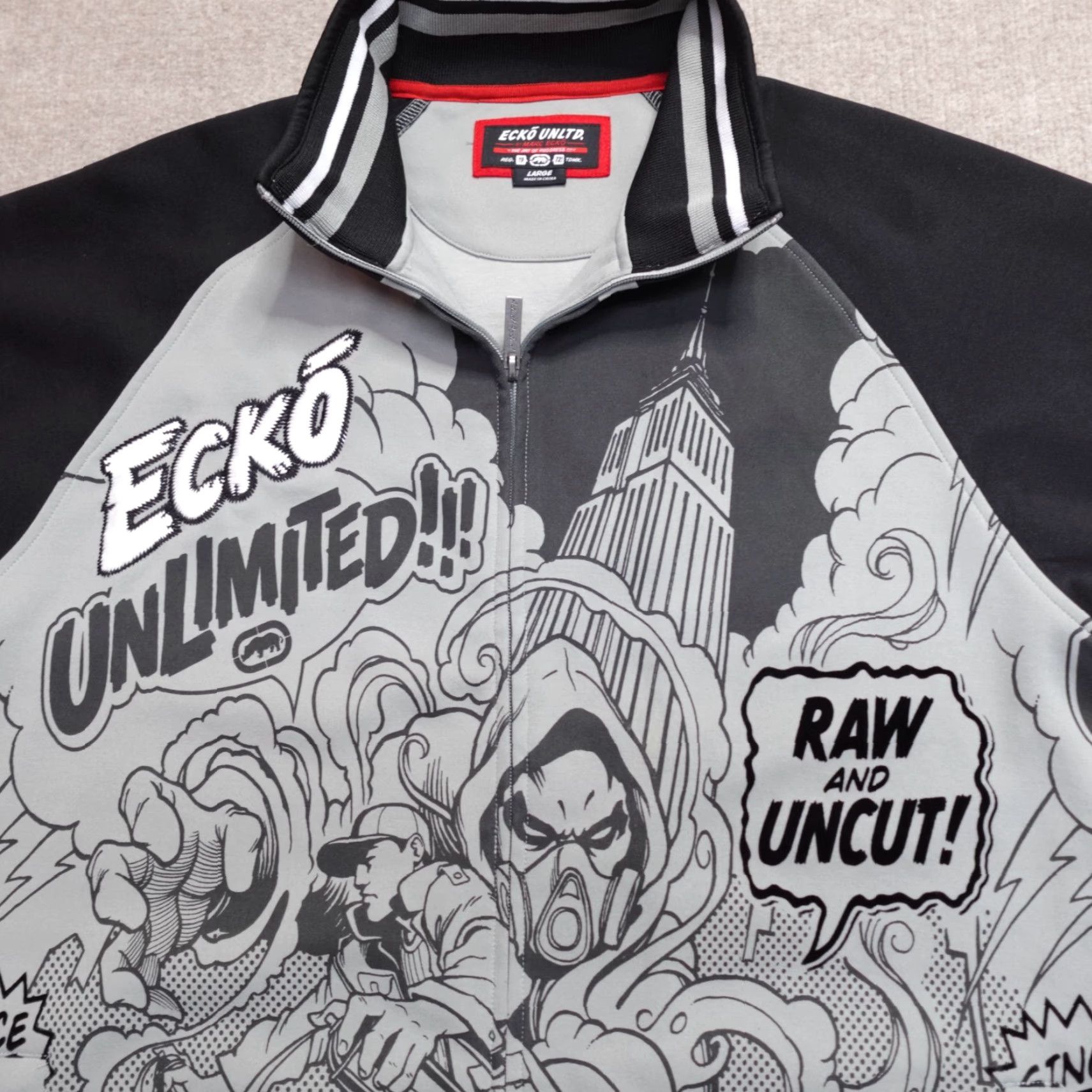 Ecko Unltd. VINTAGE Ecko Unltd. Jacket Track Jacket Graffiti Graffiti Y2K Gray Black Embroidered Comic Book Run/Activewear Mens L Gray Embroidered/Large Size US L / EU 52-54 / 3 - 2 Thumbnail