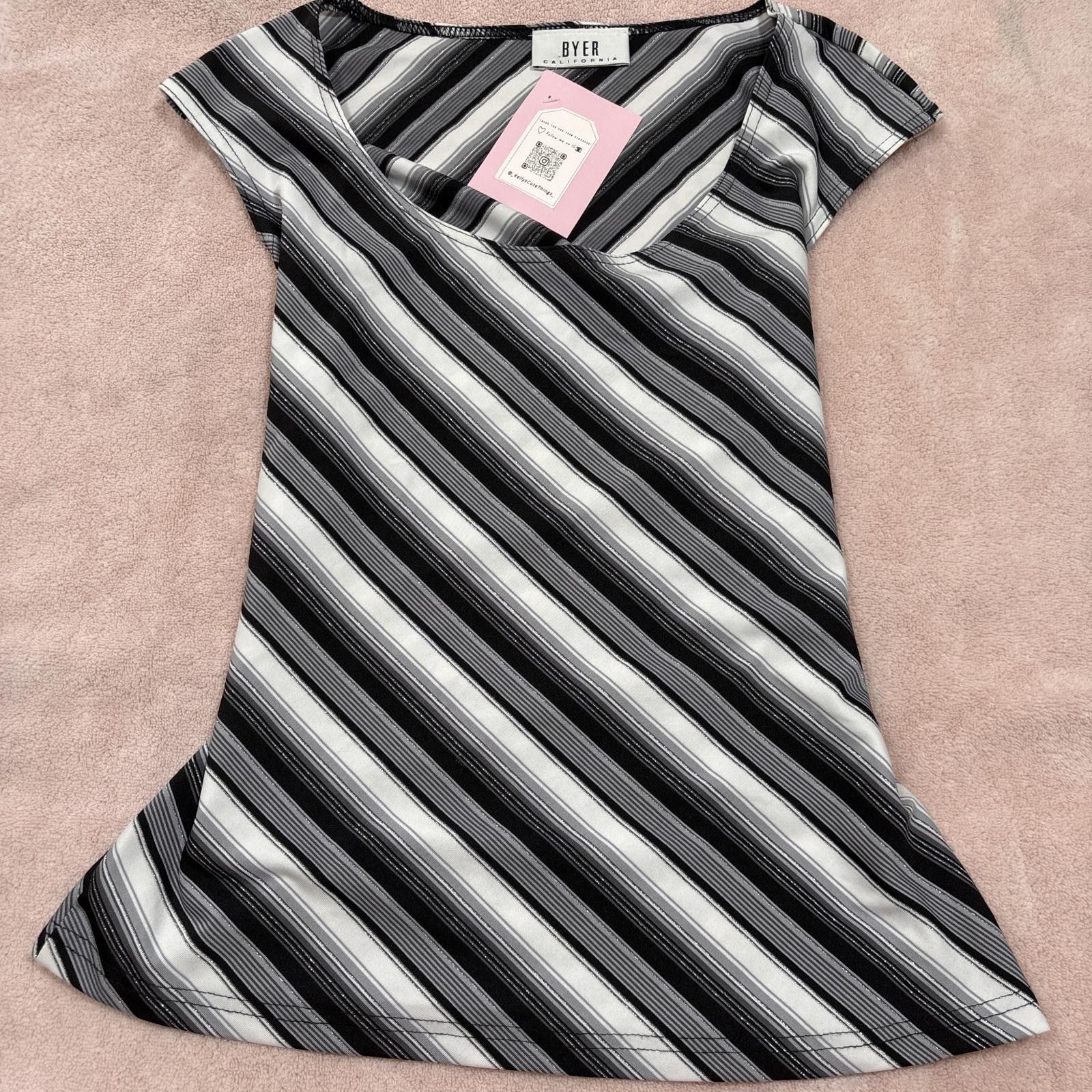 Other y2k grunge striped shimmery blouse top Size L / US 10 / IT 46 - 1 Thumbnail