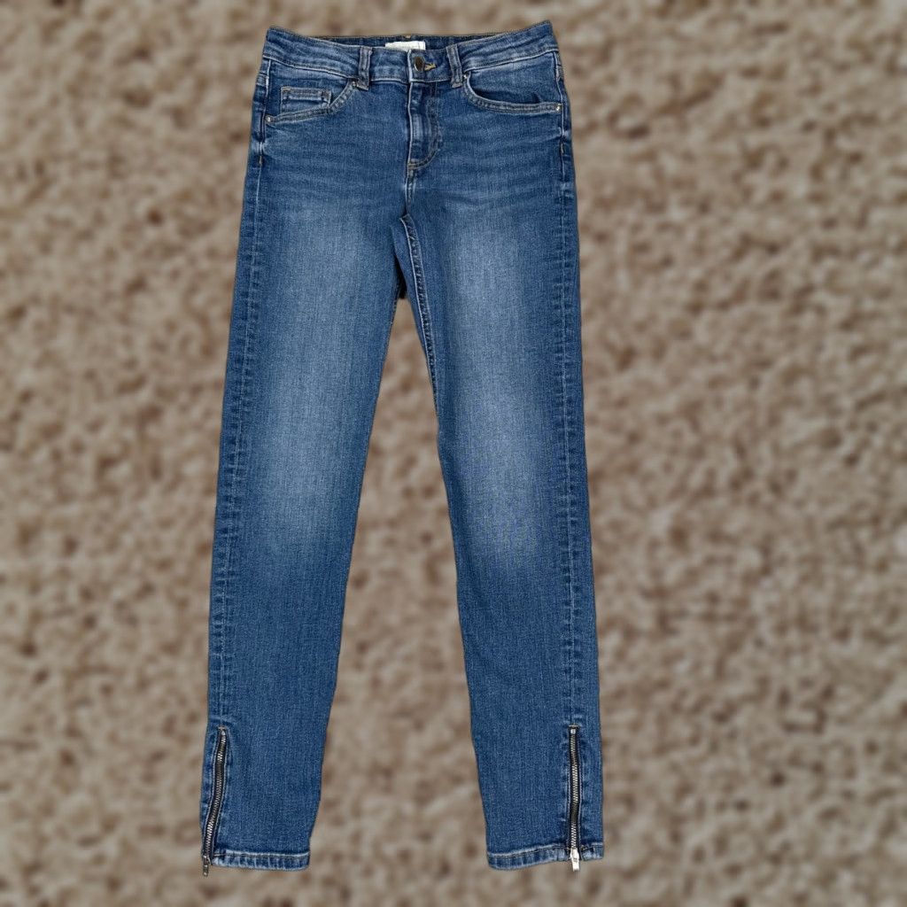 H&M HM Conscious Jeans Women 4 Blue Denim Skinny Ankle Zip Low Rise Cotton 25x26 Size 27" / US 4 / IT 40 - 1 Thumbnail