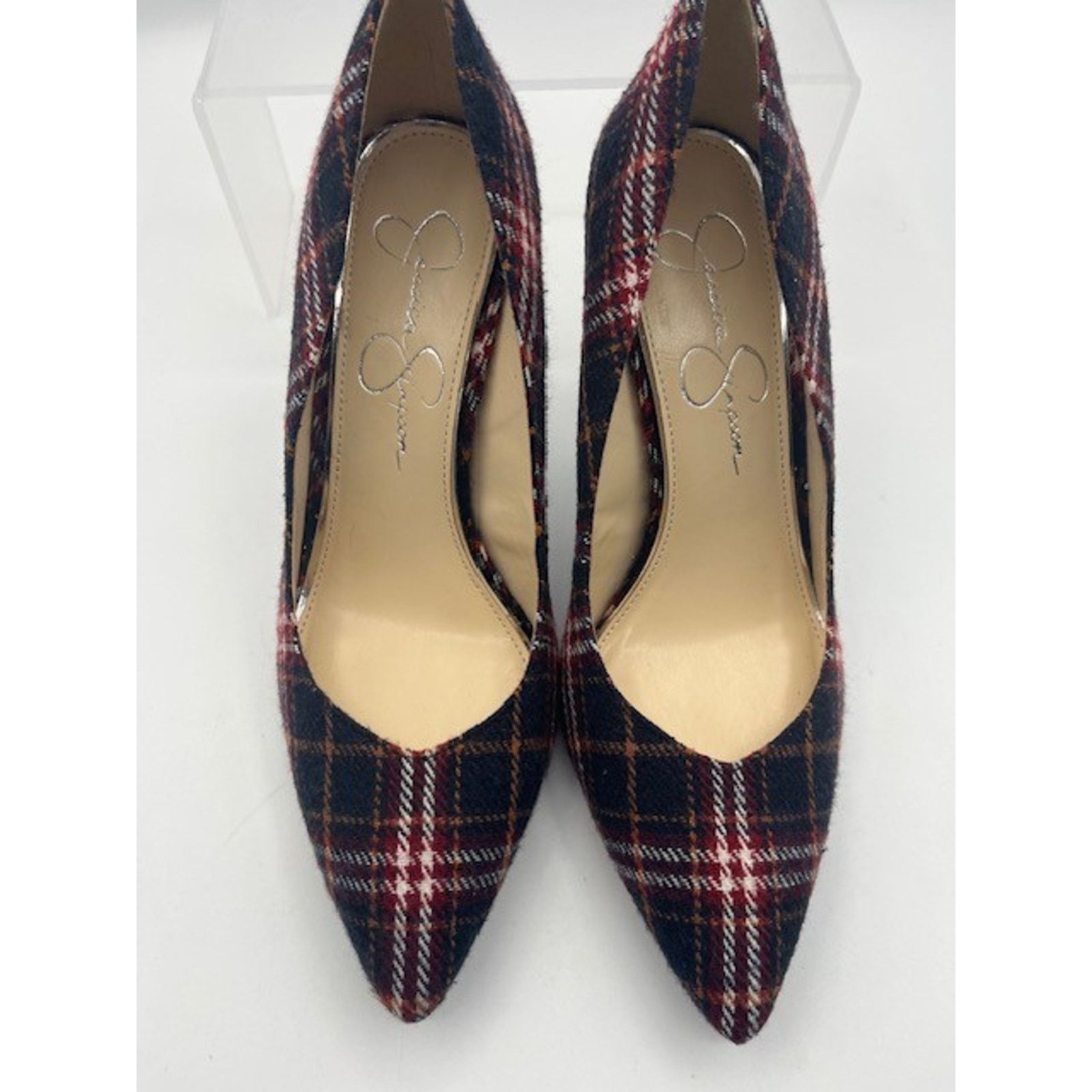 Jessica Simpson Jessica Simpson Haneh Plaid Pumps Heels RED BLACK WHITE Size US 8 / IT 38 - 2 Thumbnail