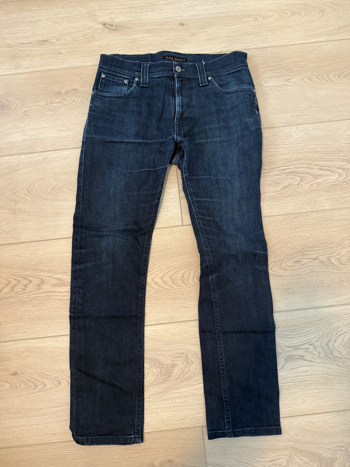 Nudie jeans dark wash vintage denim