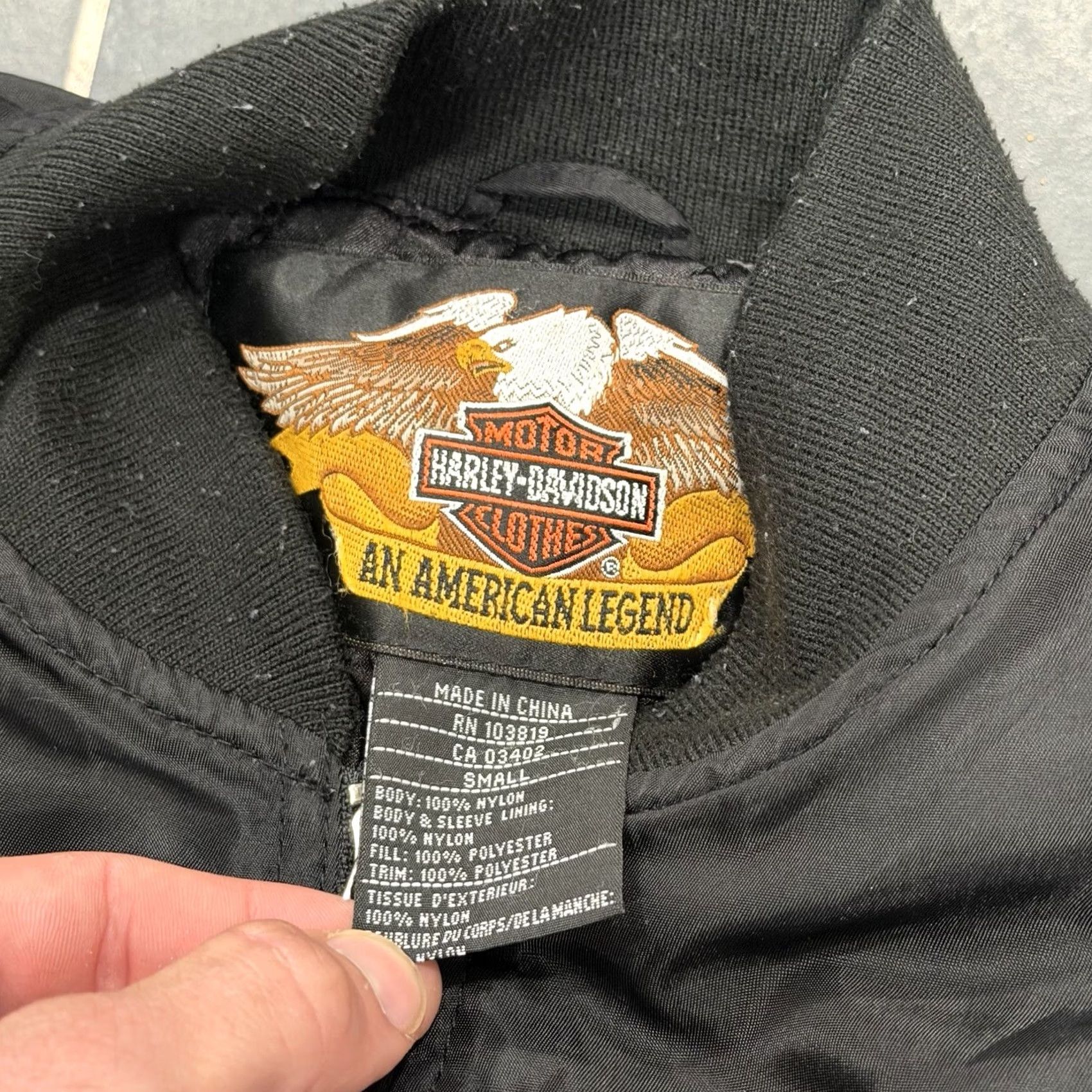 Harley Davidson VTG Harley-Davidson Jacket Windbreaker Bomber Patch Small Hole Men's S Black Size US S / EU 44-46 / 1 - 3 Thumbnail