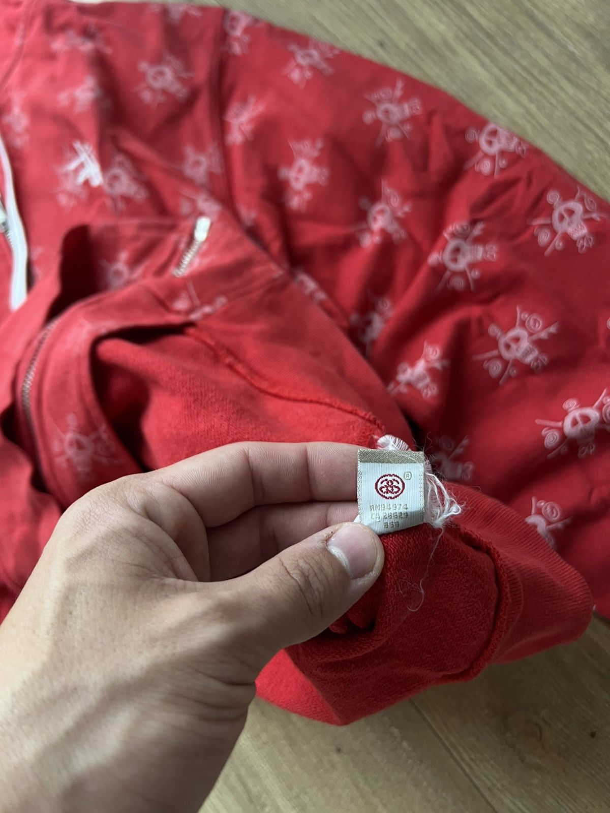 00’s STUSSY VINTAGE ZIP HOODIE MONOGRAM SKATE SKULL Y2K