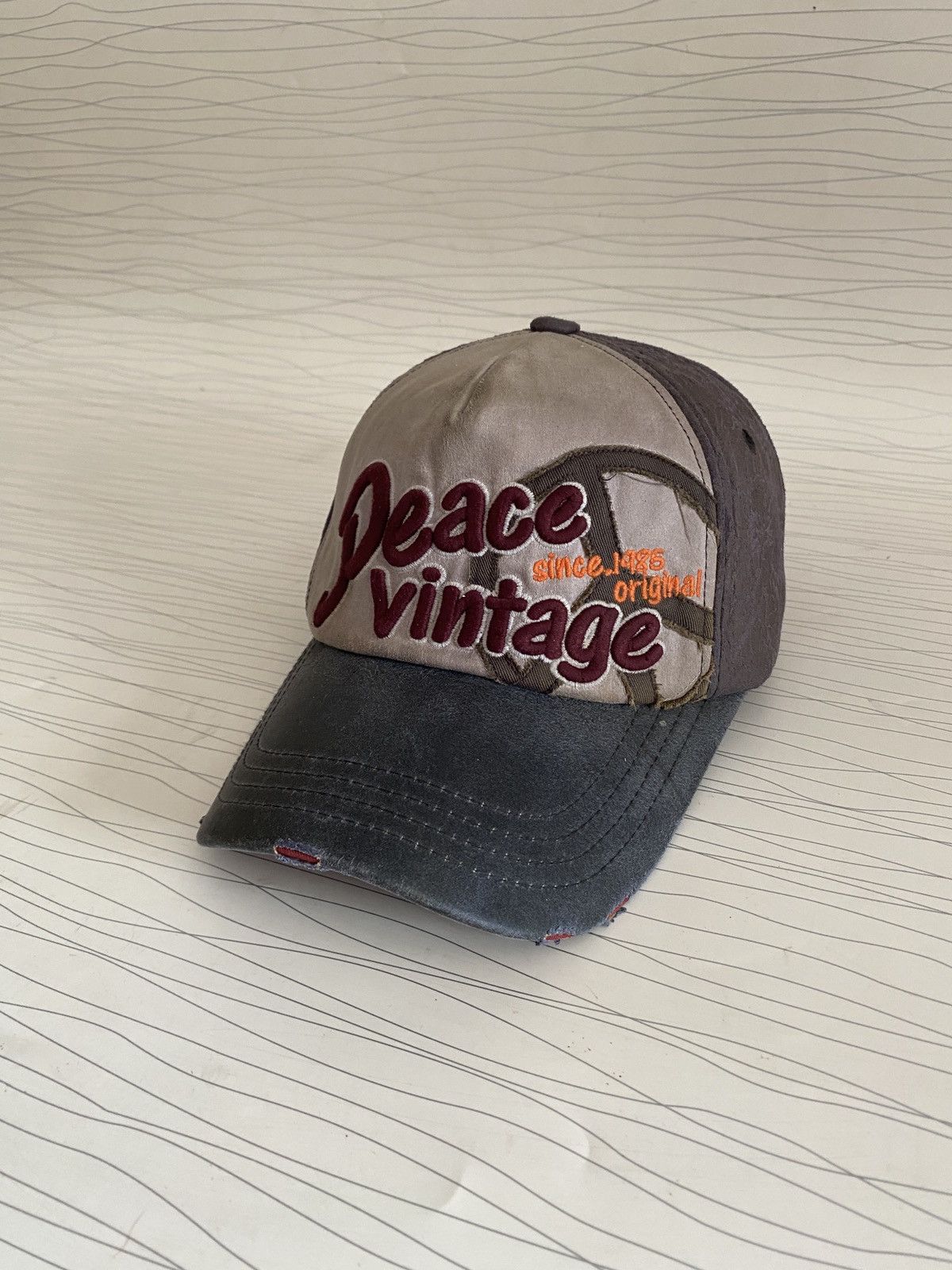 Japanese Brand Vintage Japanese Peace Distressed Embroidery Cap Size ONE SIZE - 3 Thumbnail
