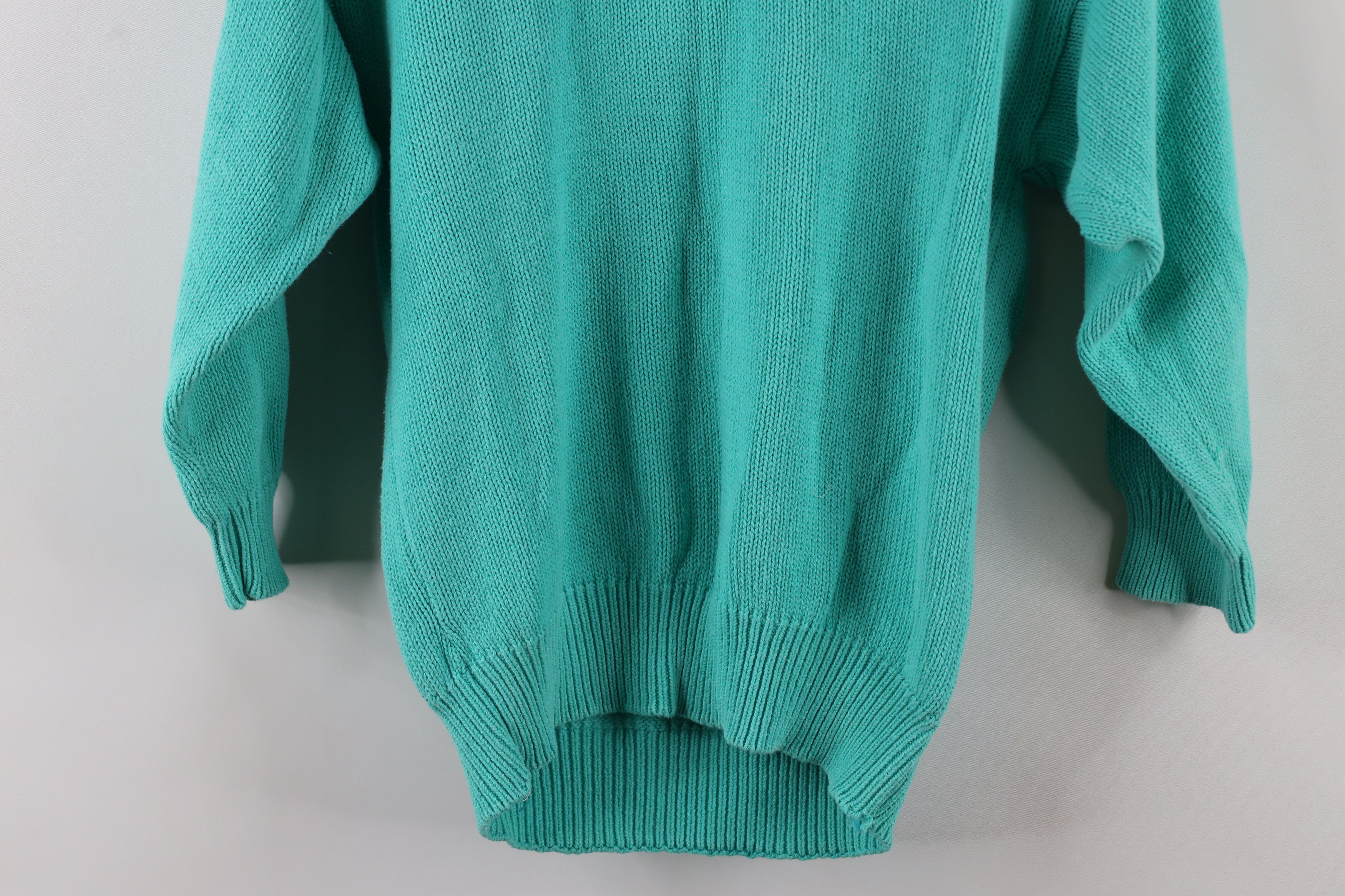 Vintage Vintage 90s Streetwear 3/4 Sleeve Cable Knit Sweater Teal Size L / US 10 / IT 46 - 11 Thumbnail