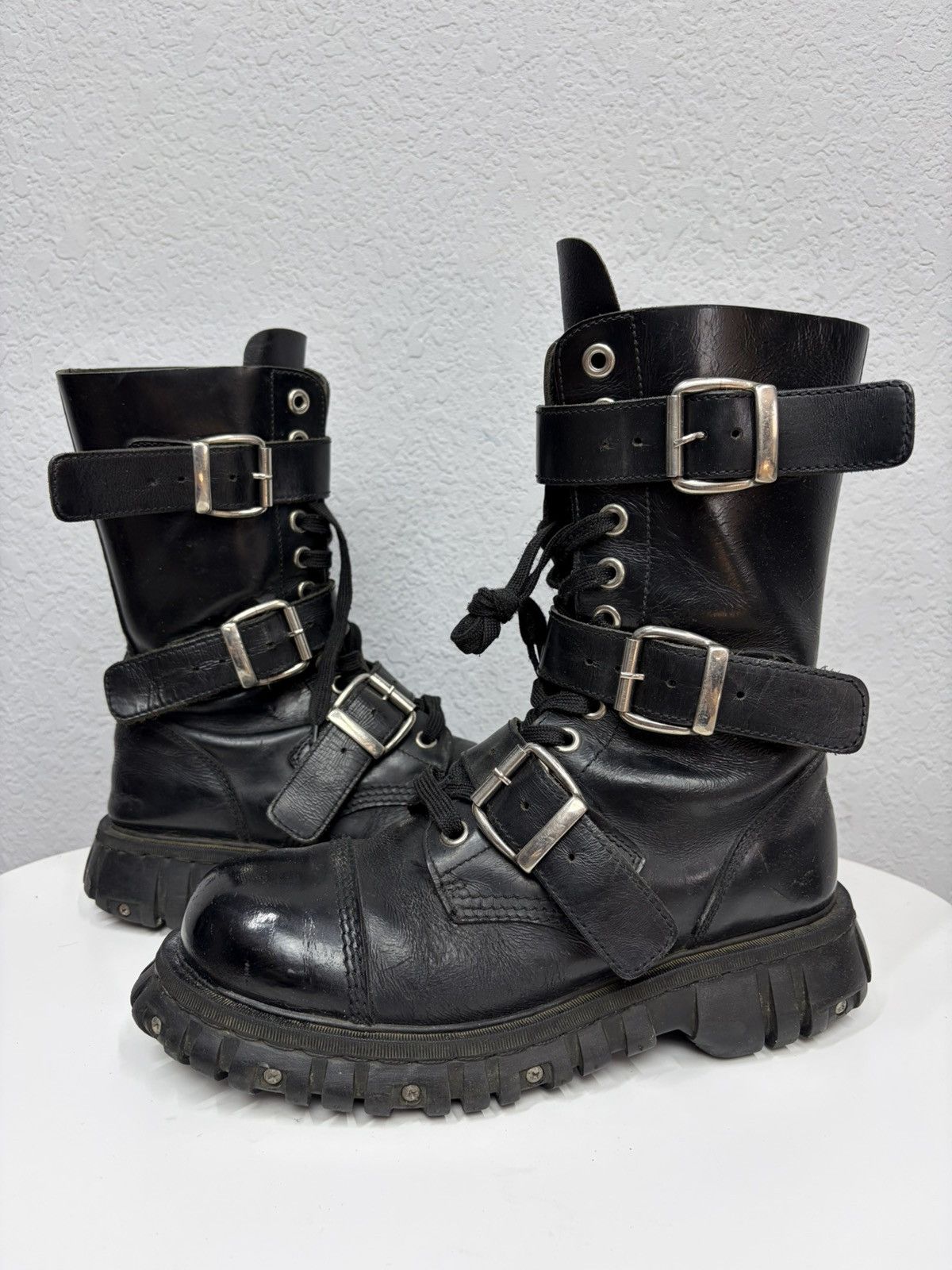 Hedi Slimane Studded Leather Multi Belted Boots Avant-Garde CCP Style Y2K Size US 9.5 / EU 42-43 - 8 Thumbnail