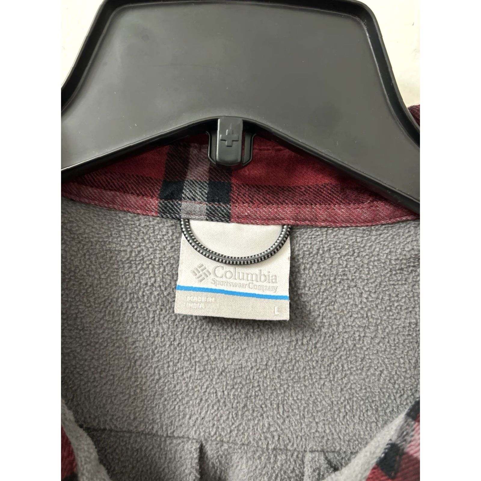 Vintage Columbia Shirt Jacket Mens Large Red Plaid Fleece Lined Shacket L/S Button-Up Chest Pocket Casual Fall Winter Size US L / EU 52-54 / 3 - 5 Thumbnail