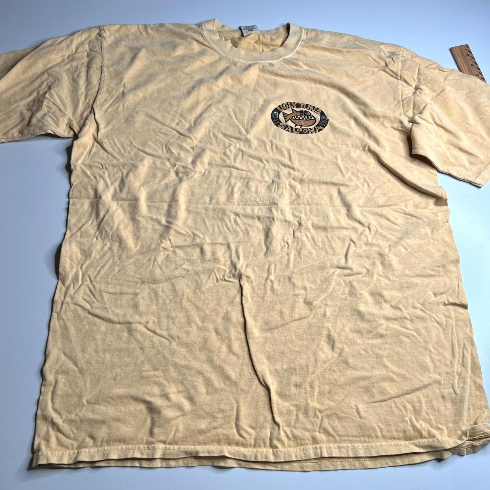 Vintage VINTAGE Crazy Shirts Shirt Mens 2XL Beige Ugly Tuna Saloona Carmel Beer Fish Graphic Tee Size US XXL / EU 58 / 5 - 2 Thumbnail