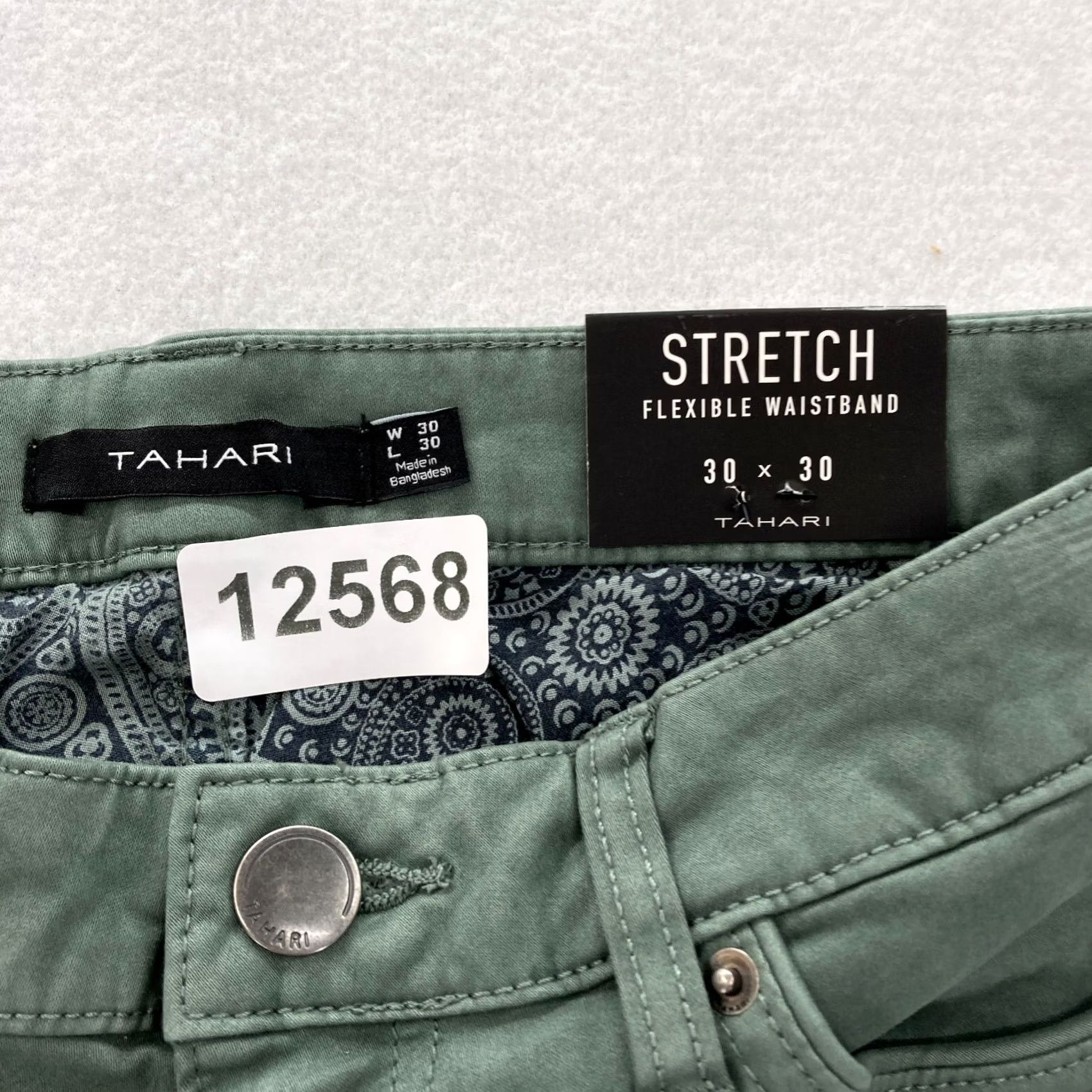 Vintage TAHARI The Do It All Pant Mens 30x30 Green Stretch Waistband Classic Straight Pants Size US 30 / EU 46 - 5 Thumbnail