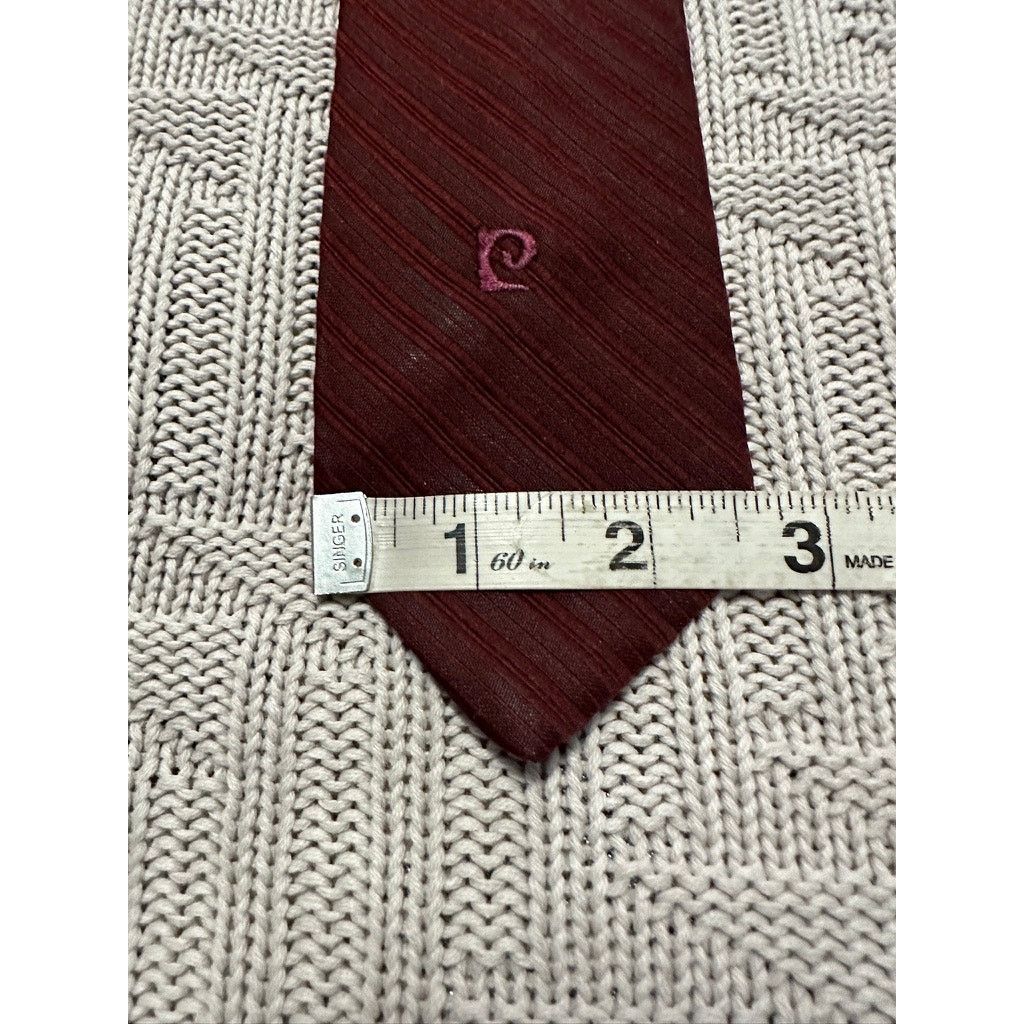 Pierre Cardin Vintage Pierre Cardin maroon monotone striped skinny tie Size ONE SIZE - 5 Thumbnail