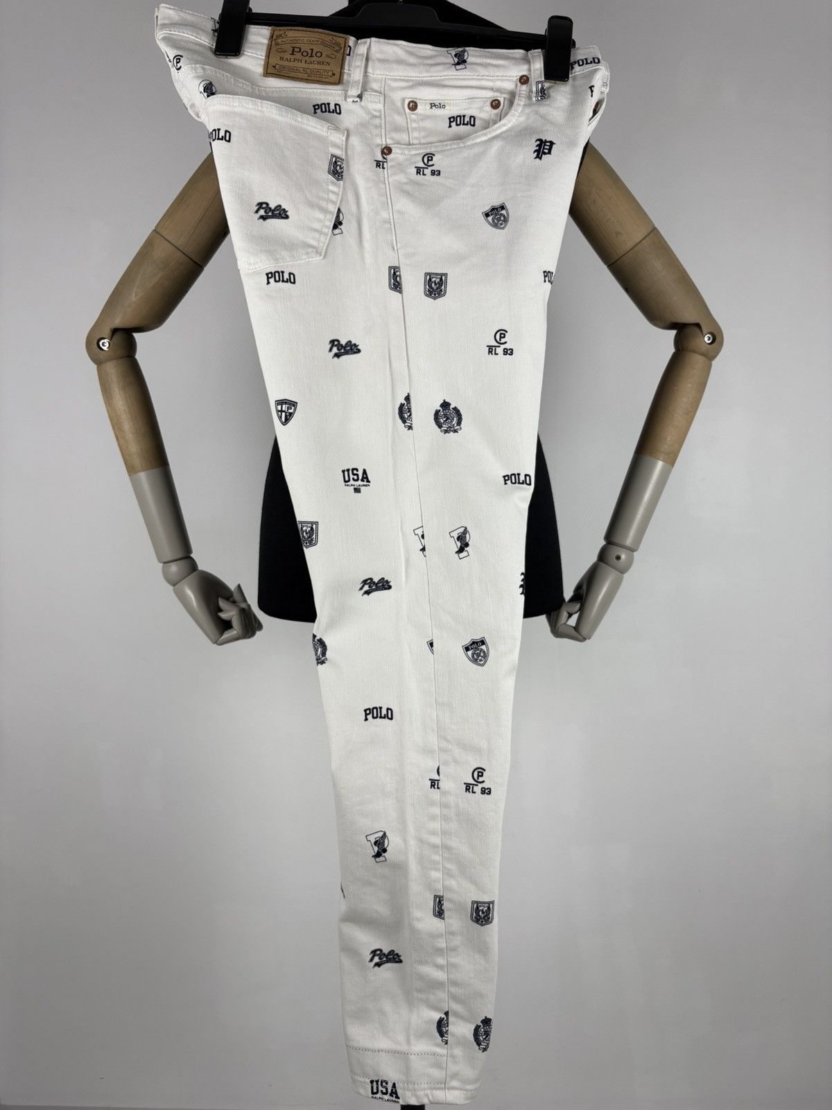 RRL Ralph Lauren Rare Polo Bear Multi-Logo Double Rrl Print Pattern Cotton Denim Pants Jeans Size US 34 / EU 50 - 10 Thumbnail